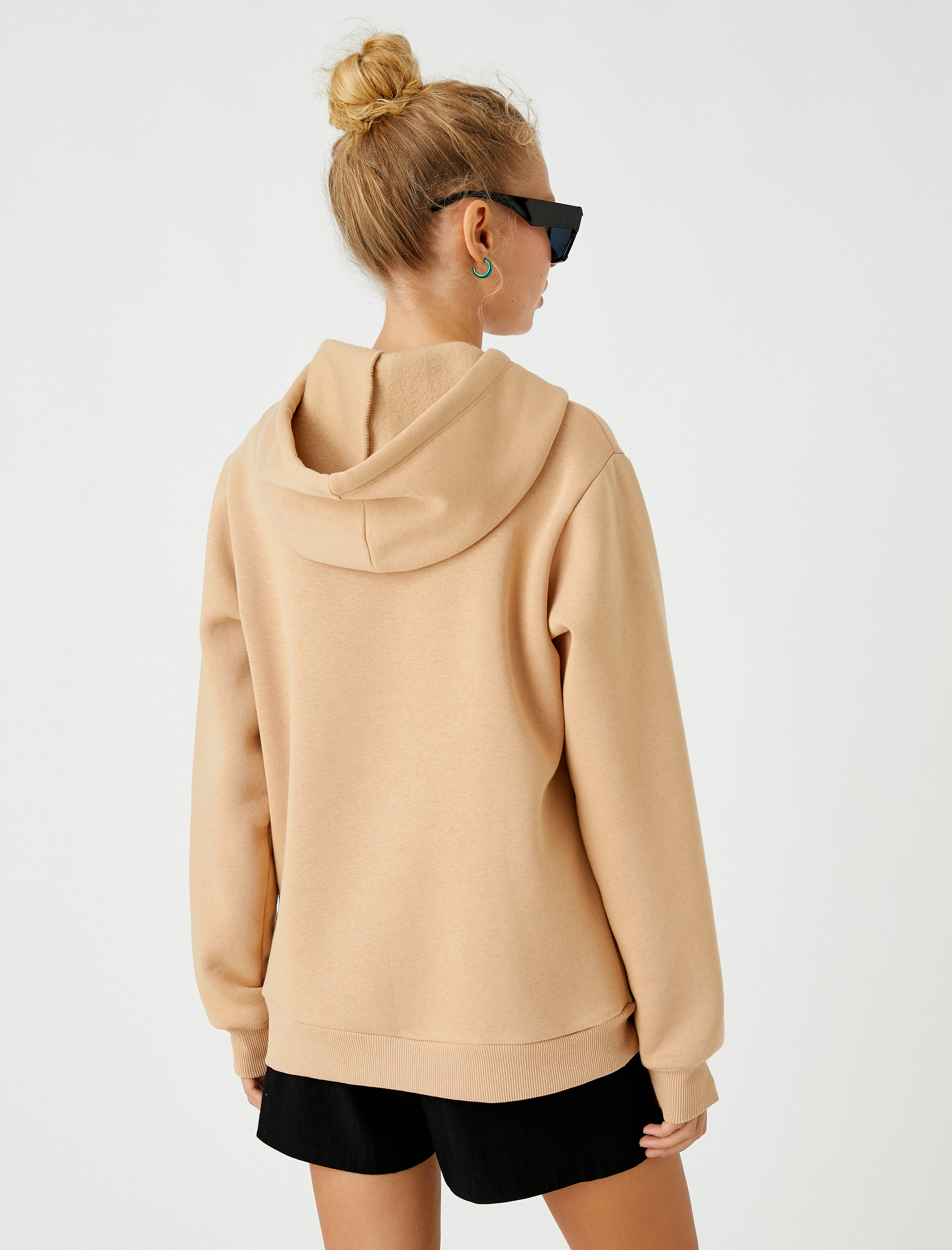   Baskılı Sweatshirt Kapüşonlu Cep Detaylı İçi Polarlı