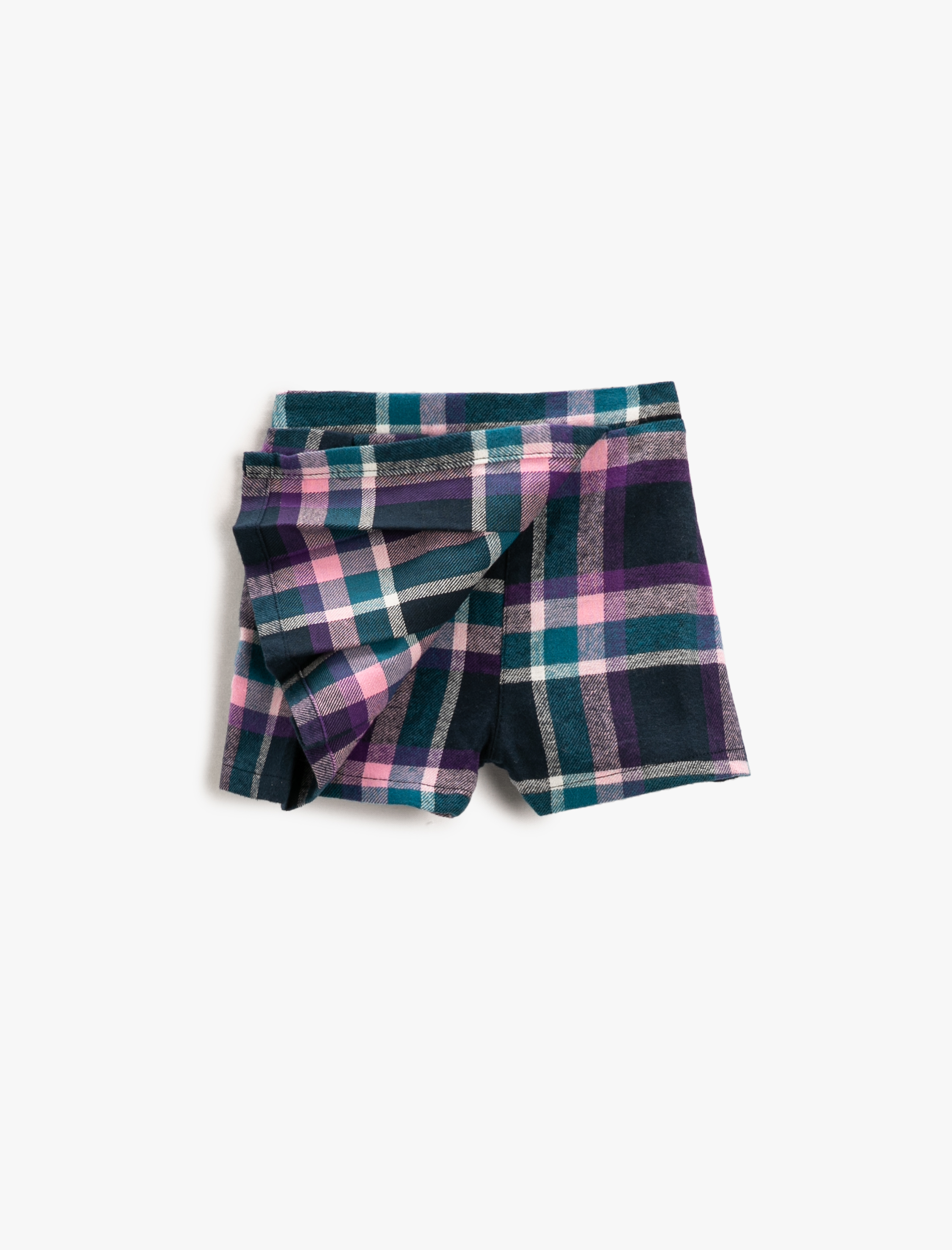  Kız Bebek Ekose Pileli Şort Etek Pamuklu