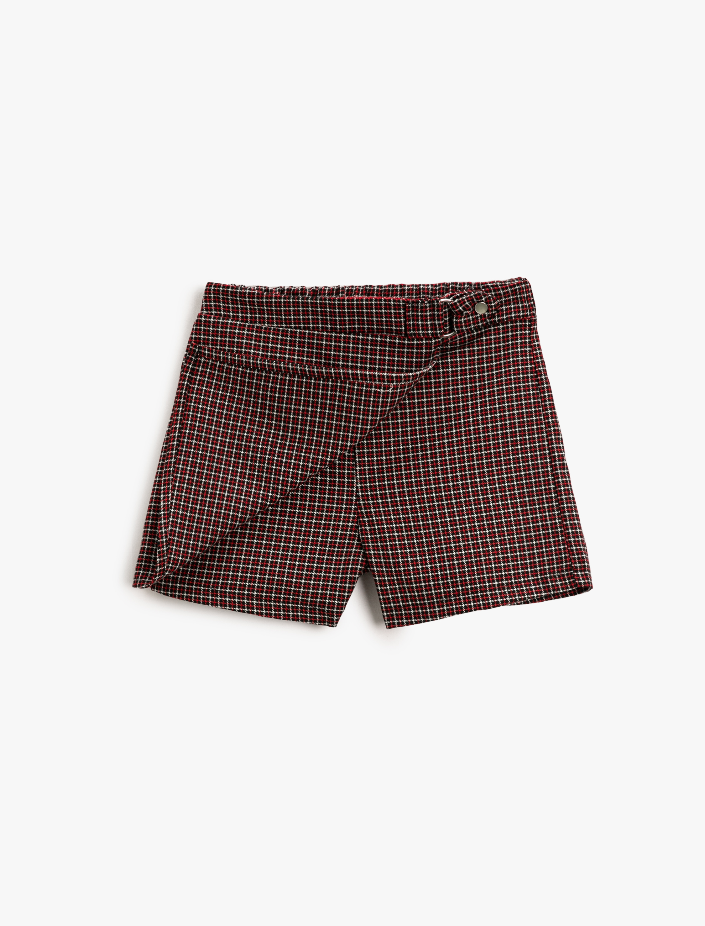  Kız Çocuk Ekose Şort Etek Toka Detaylı