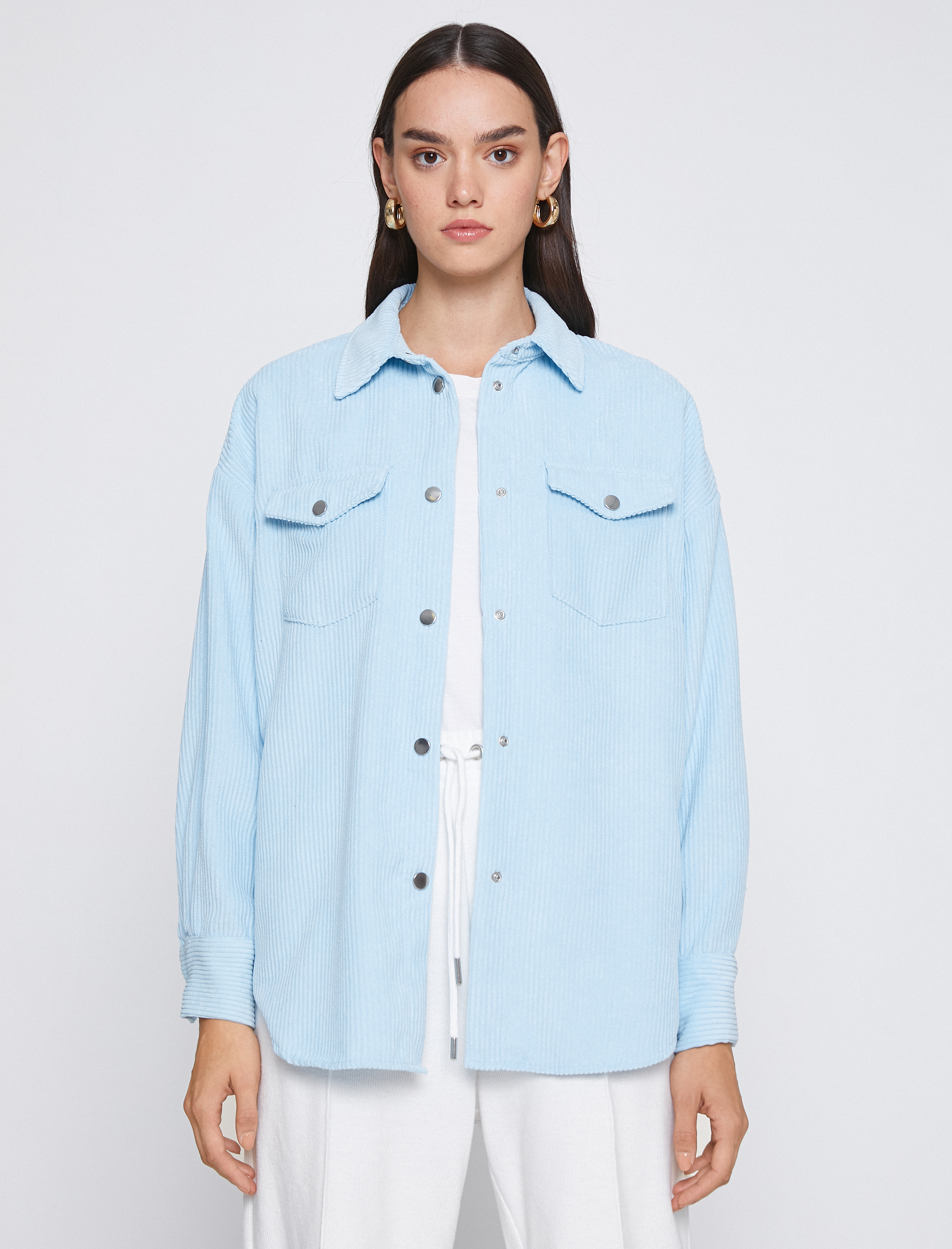   Oversize Fitilli Kadife Gömlek