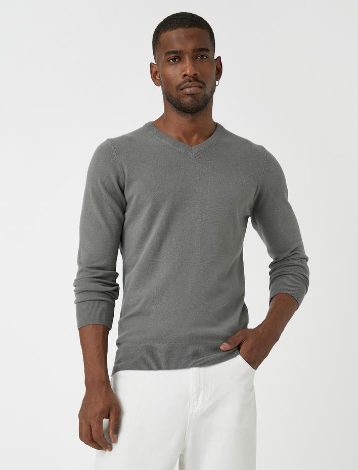  Basic Triko Kazak V Yaka