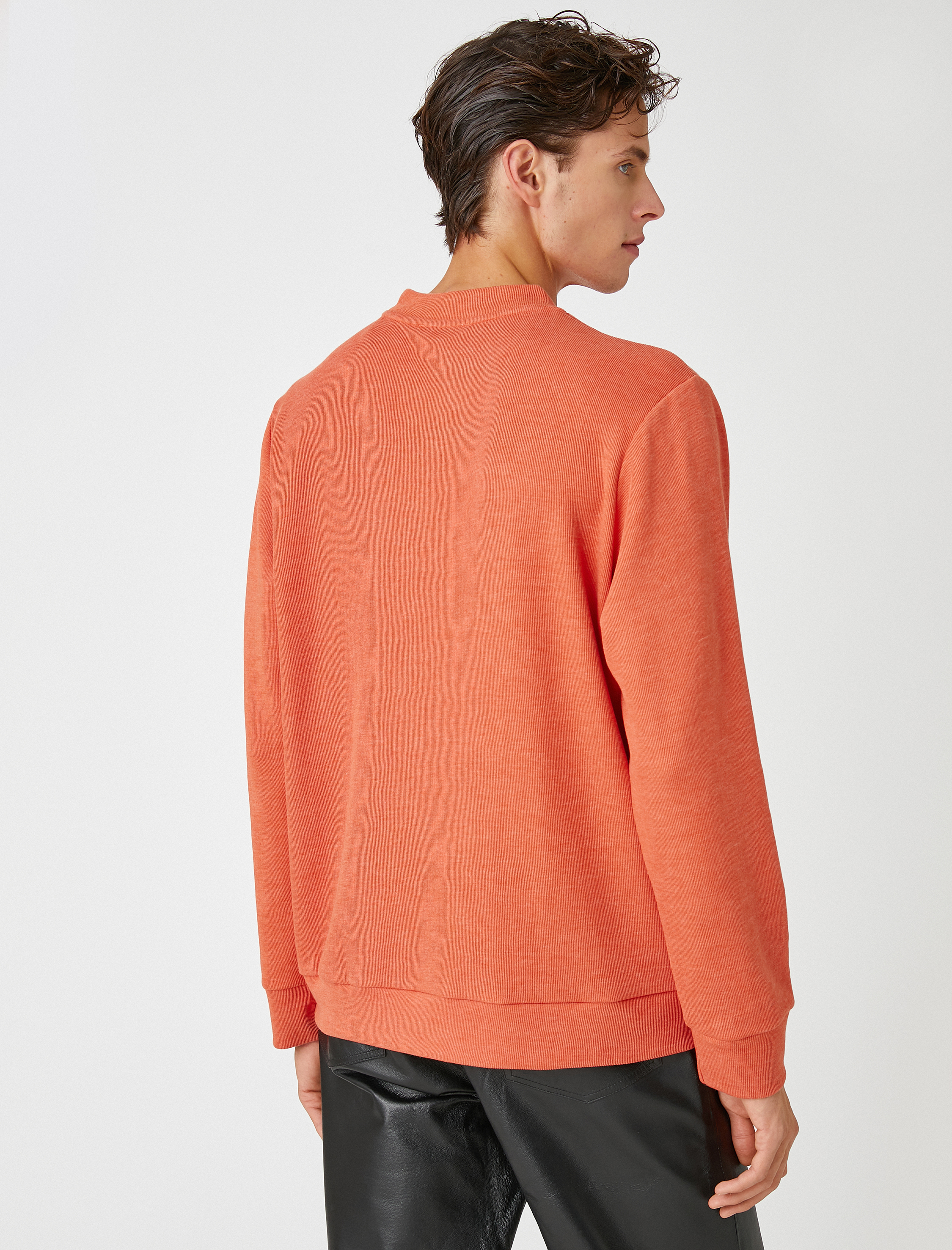   Basic Kazak Triko Bisiklet Yaka Uzun Kollu