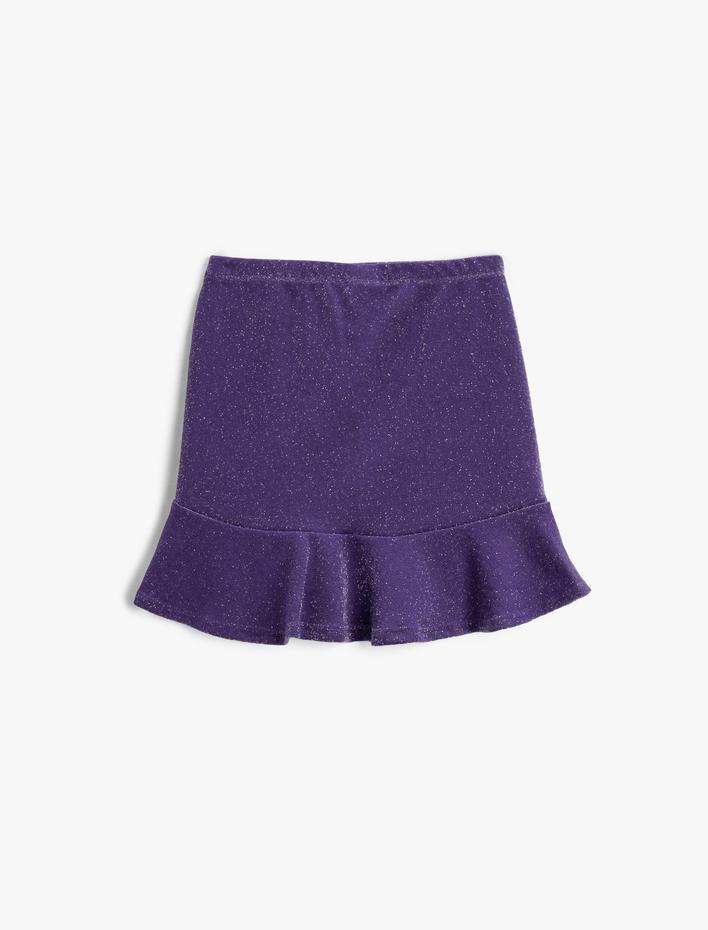 Kız Çocuk Büzgülü Mini Etek Parıltılı
