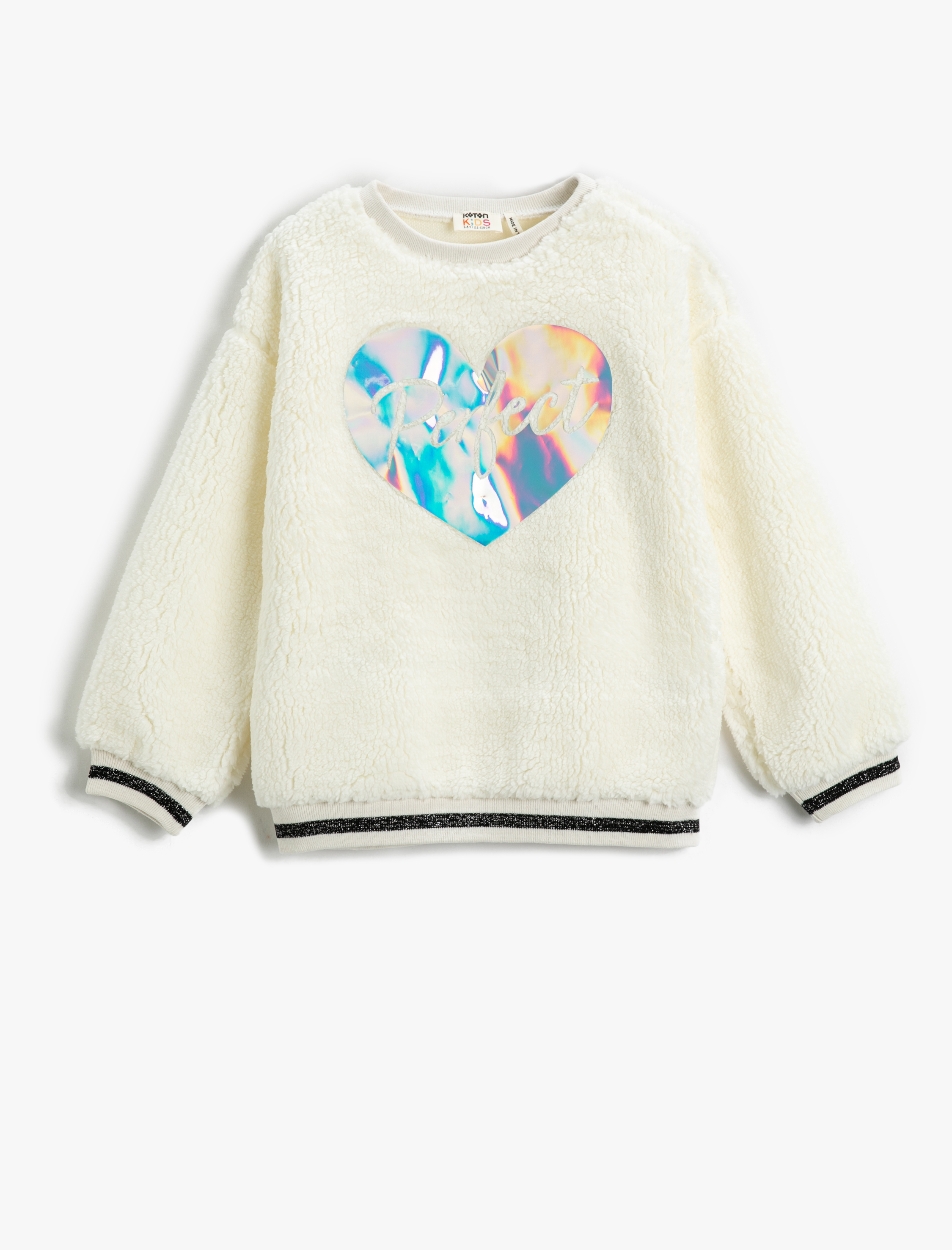  Kız Çocuk Peluş Sweatshirt Parlak Aplike Detaylı