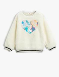 Peluş Sweatshirt Parlak Aplike Detaylı