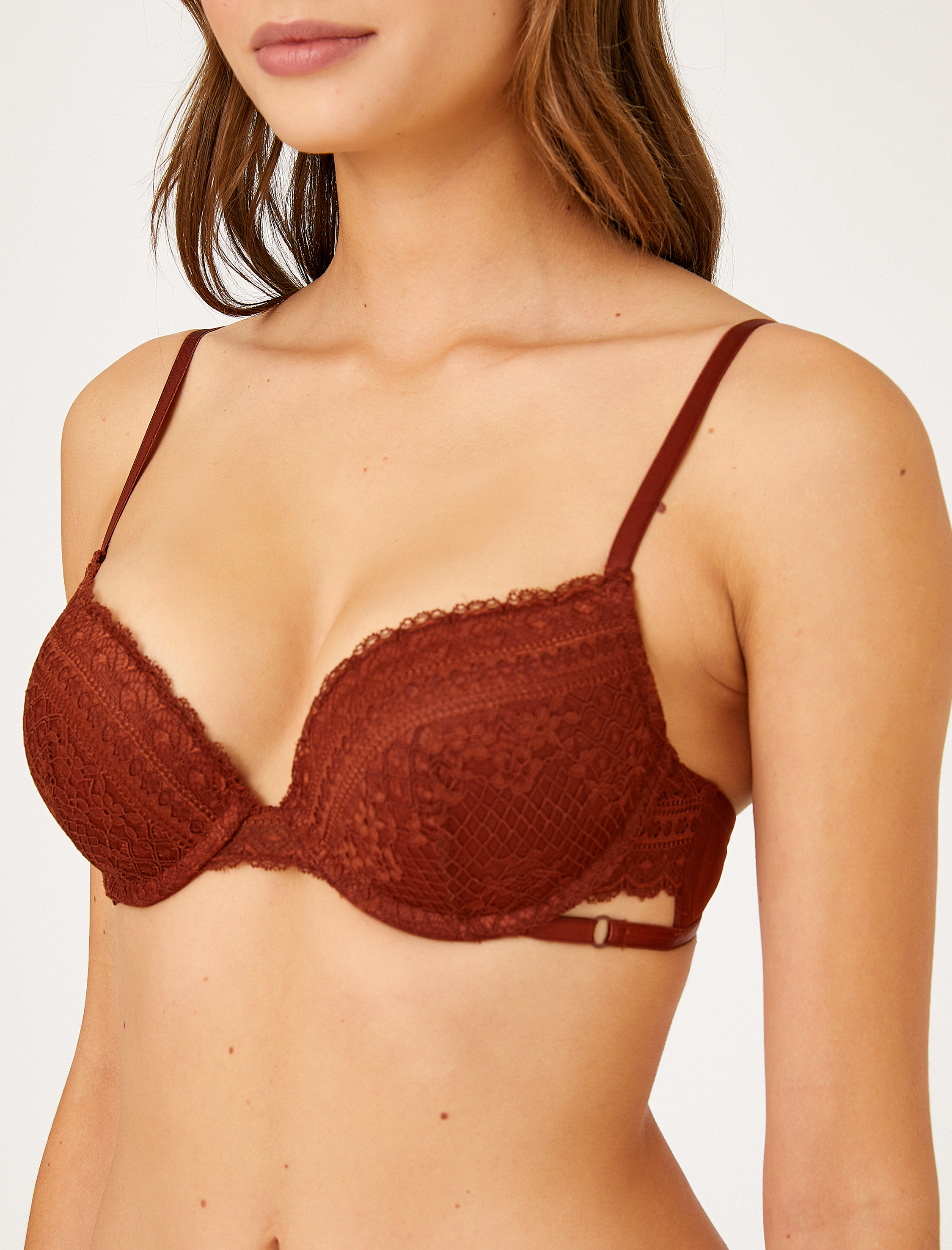   Dantelli Destekli Sütyen Ekstra Dolgulu Balenli Kaplı