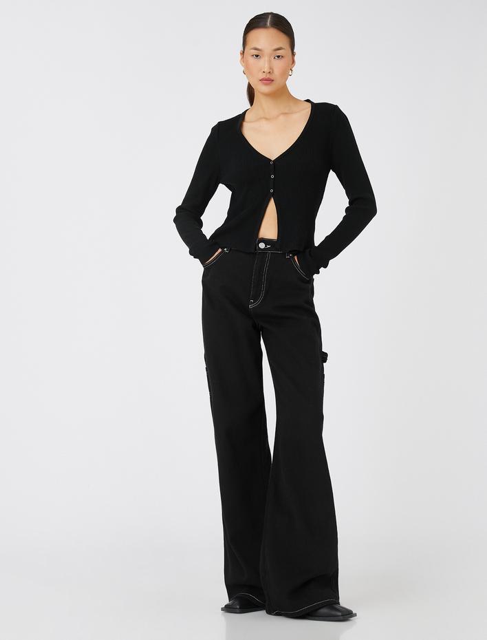  Triko Hırka Çıtçıtlı Dar Kesim