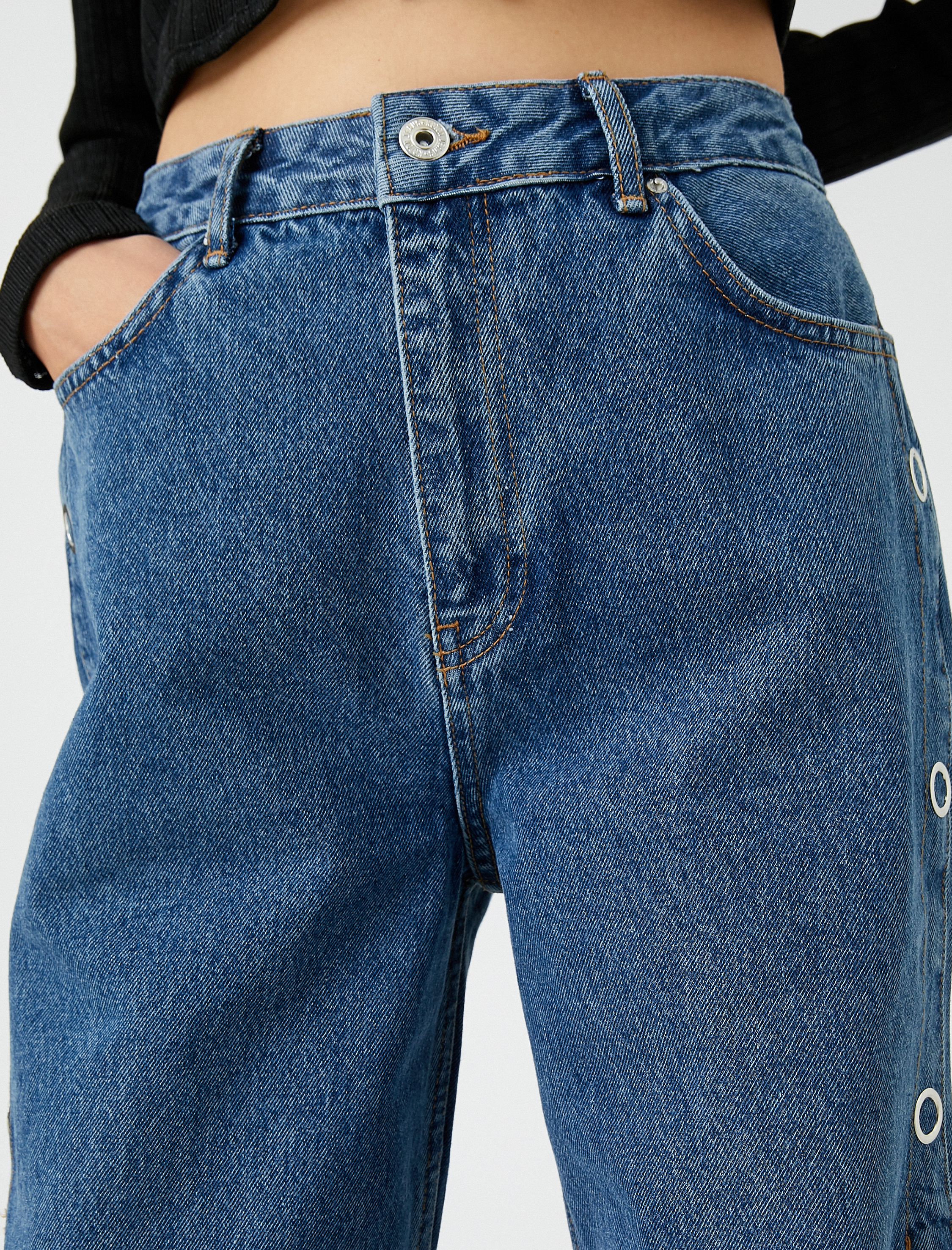   Yüksek Bel Kot Pantolon Düz Paça - Nora Jean