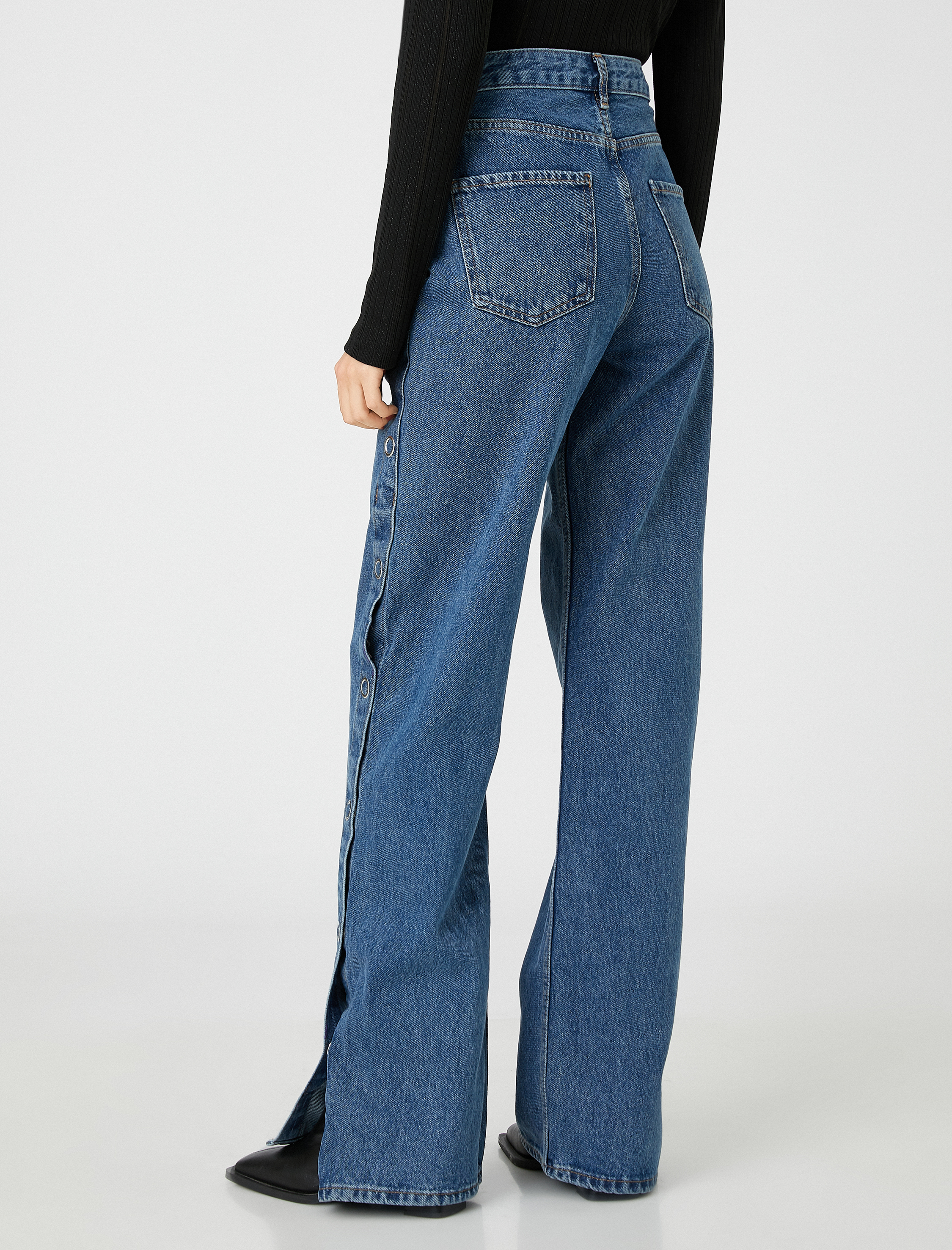   Yüksek Bel Kot Pantolon Düz Paça - Nora Jean