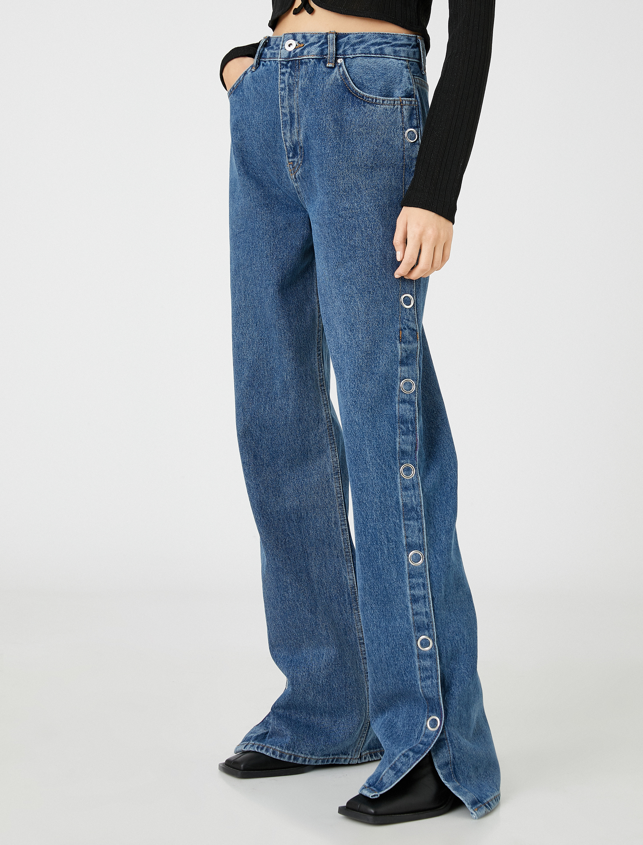   Yüksek Bel Kot Pantolon Düz Paça - Nora Jean