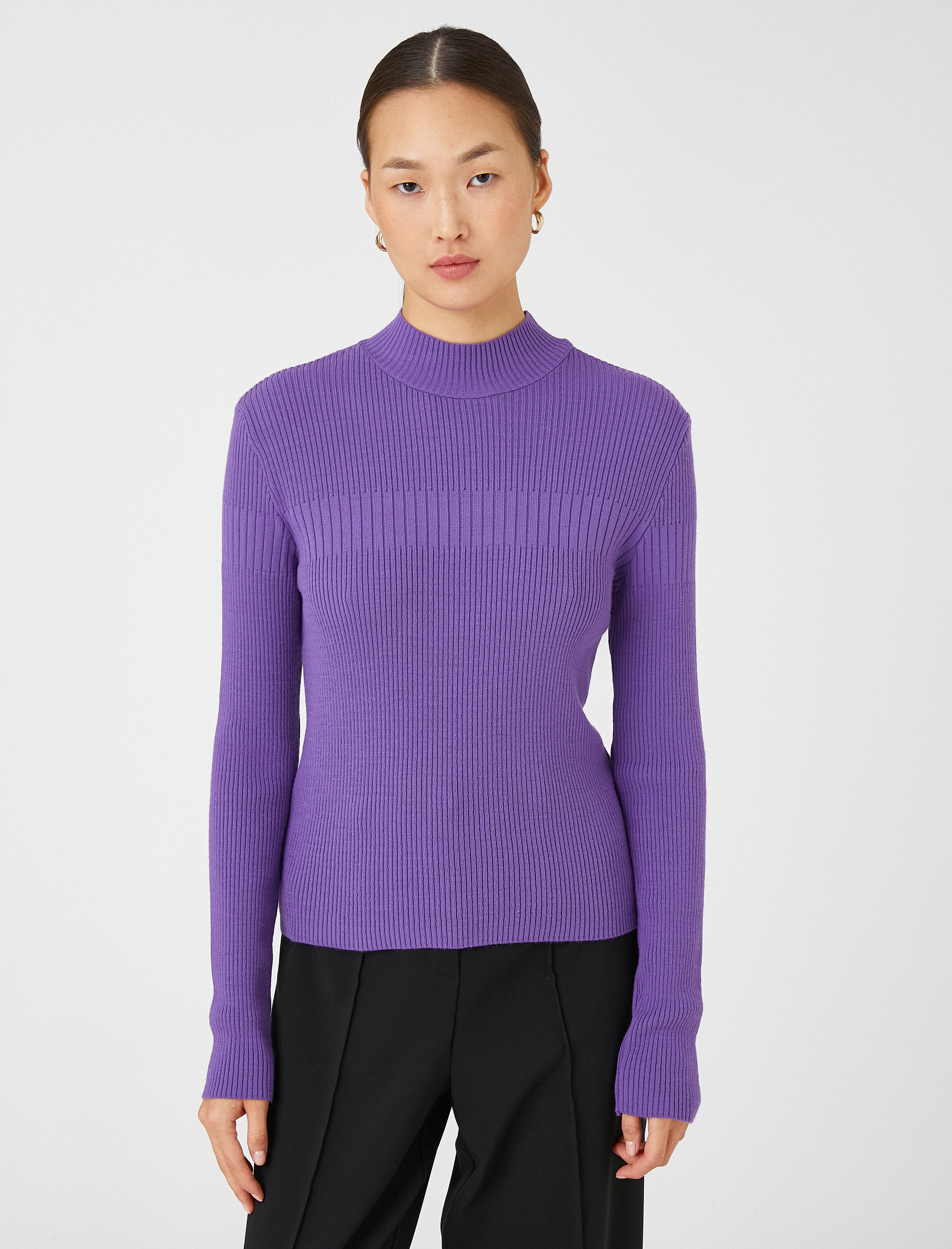   Yarım Balıkçı Yaka Kazak Triko Ribanalı Kaşmir Dokulu