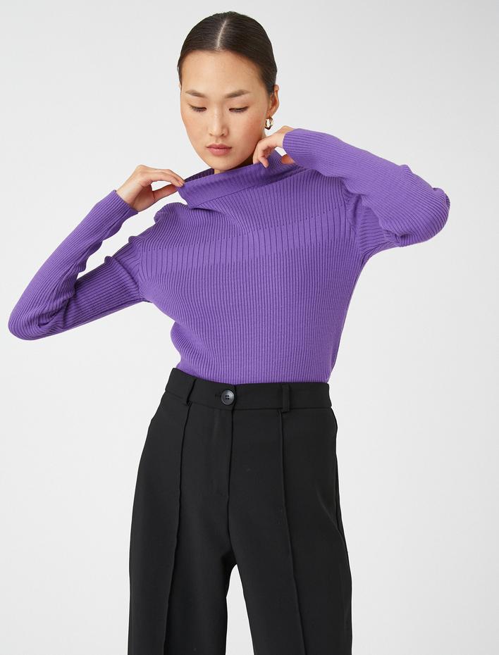  Yarım Balıkçı Yaka Kazak Triko Ribanalı Kaşmir Dokulu