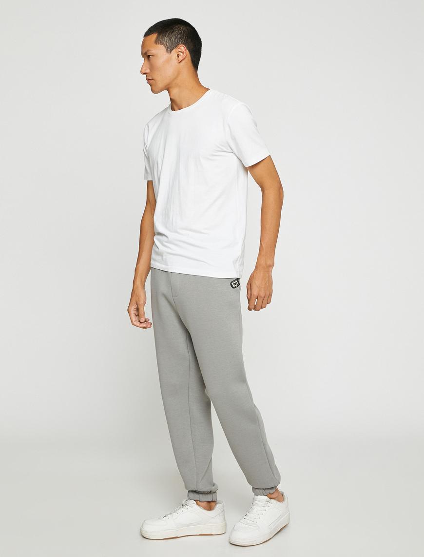   Basic Jogger Eşofman Altı Baskı Detaylı Cepli Beli Bağcıklı Şardonlu