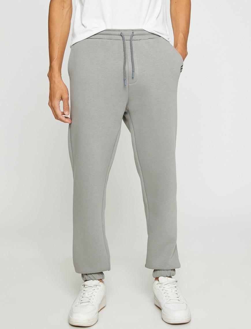   Basic Jogger Eşofman Altı Baskı Detaylı Cepli Beli Bağcıklı Şardonlu