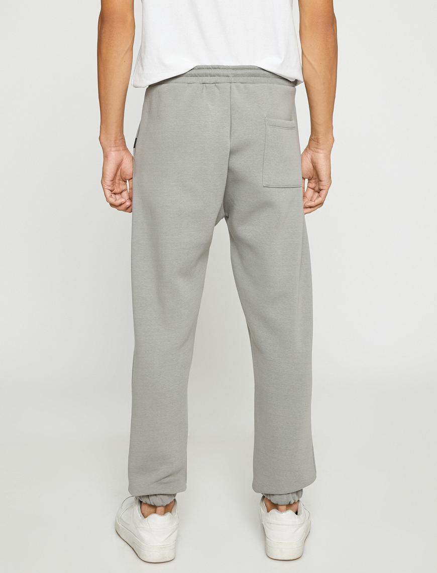   Basic Jogger Eşofman Altı Baskı Detaylı Cepli Beli Bağcıklı Şardonlu