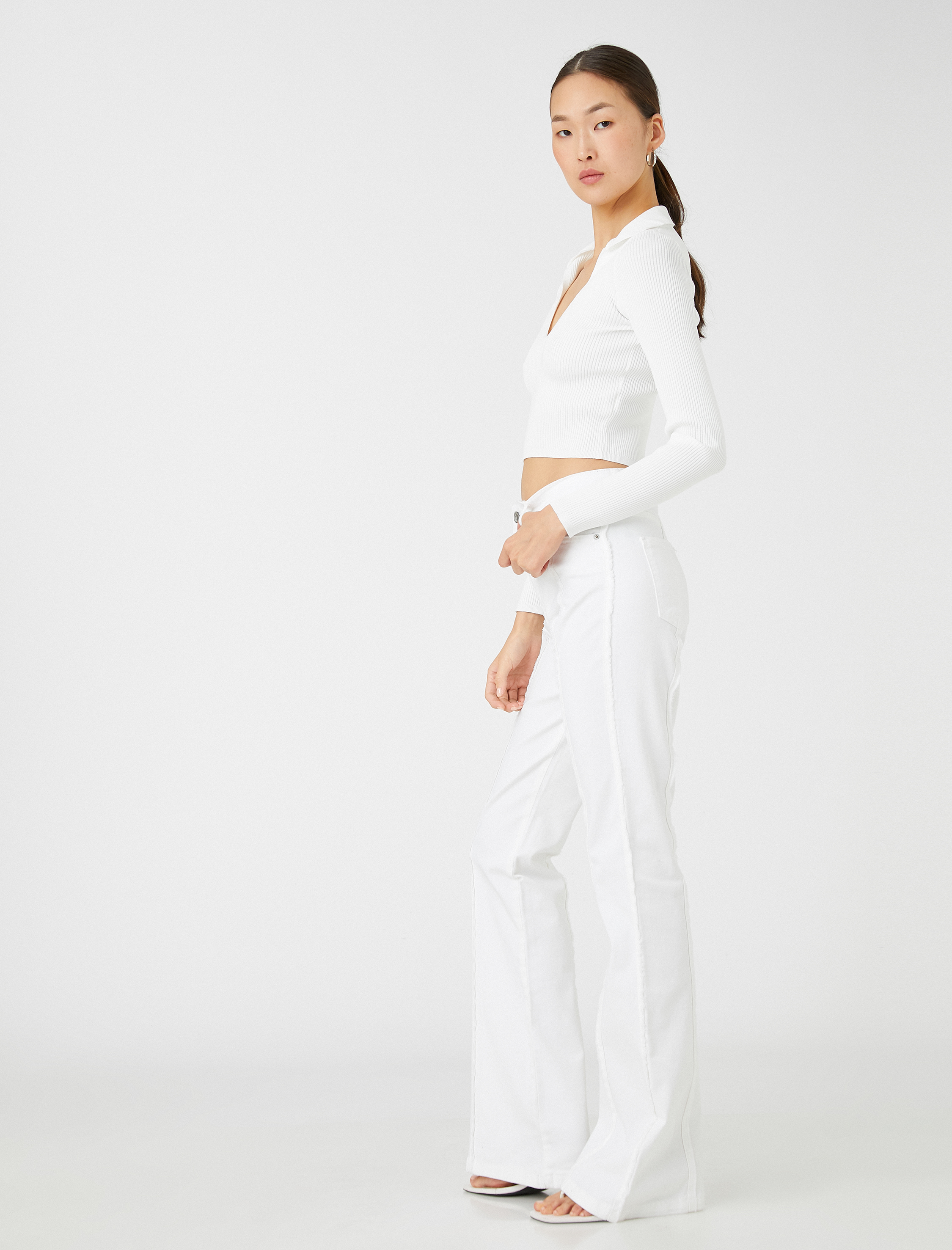   İspanyol Paça Kot Pantolon Normal Bel