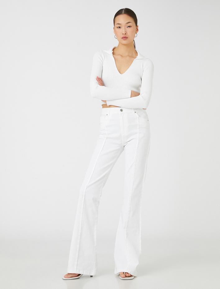  İspanyol Paça Kot Pantolon Normal Bel