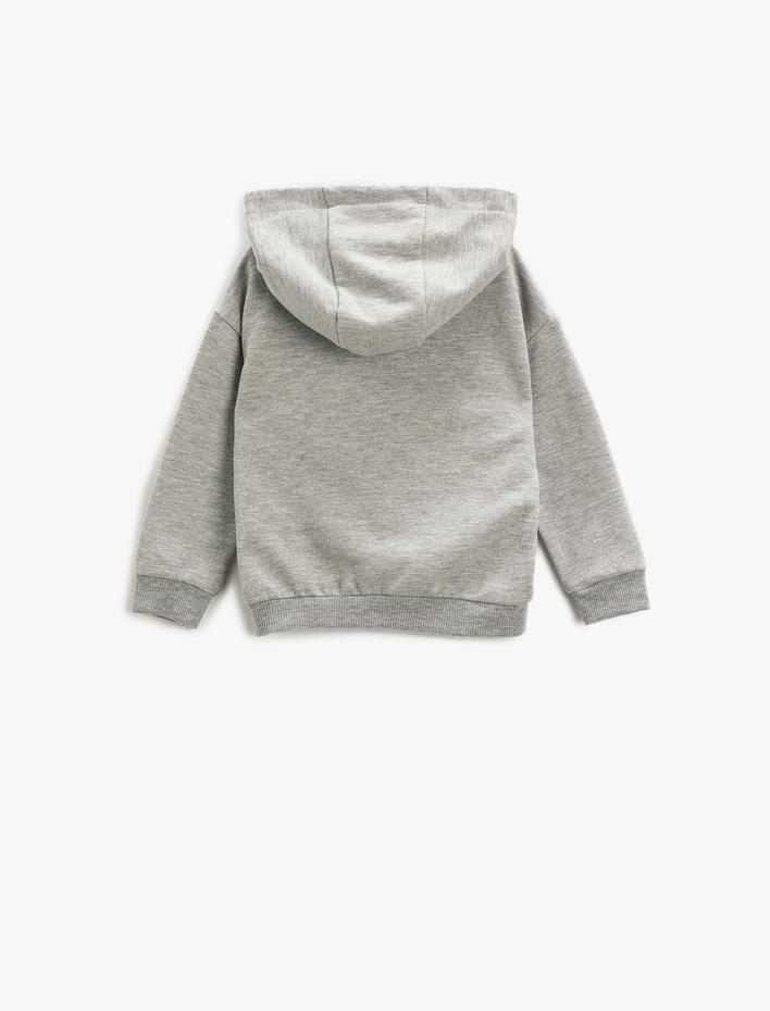 Erkek Bebek Kapşonlu Sweatshirt Kardan Adam Baskılı Uzun Kollu