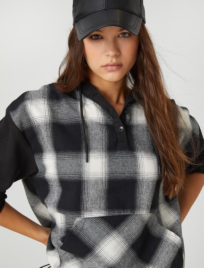  Oversize Sweatshirt Kapüşonlu Uzun Kollu Beli Lastikli