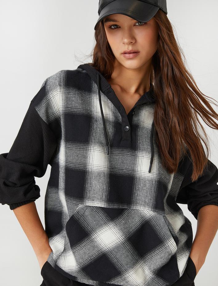  Oversize Sweatshirt Kapüşonlu Uzun Kollu Beli Lastikli