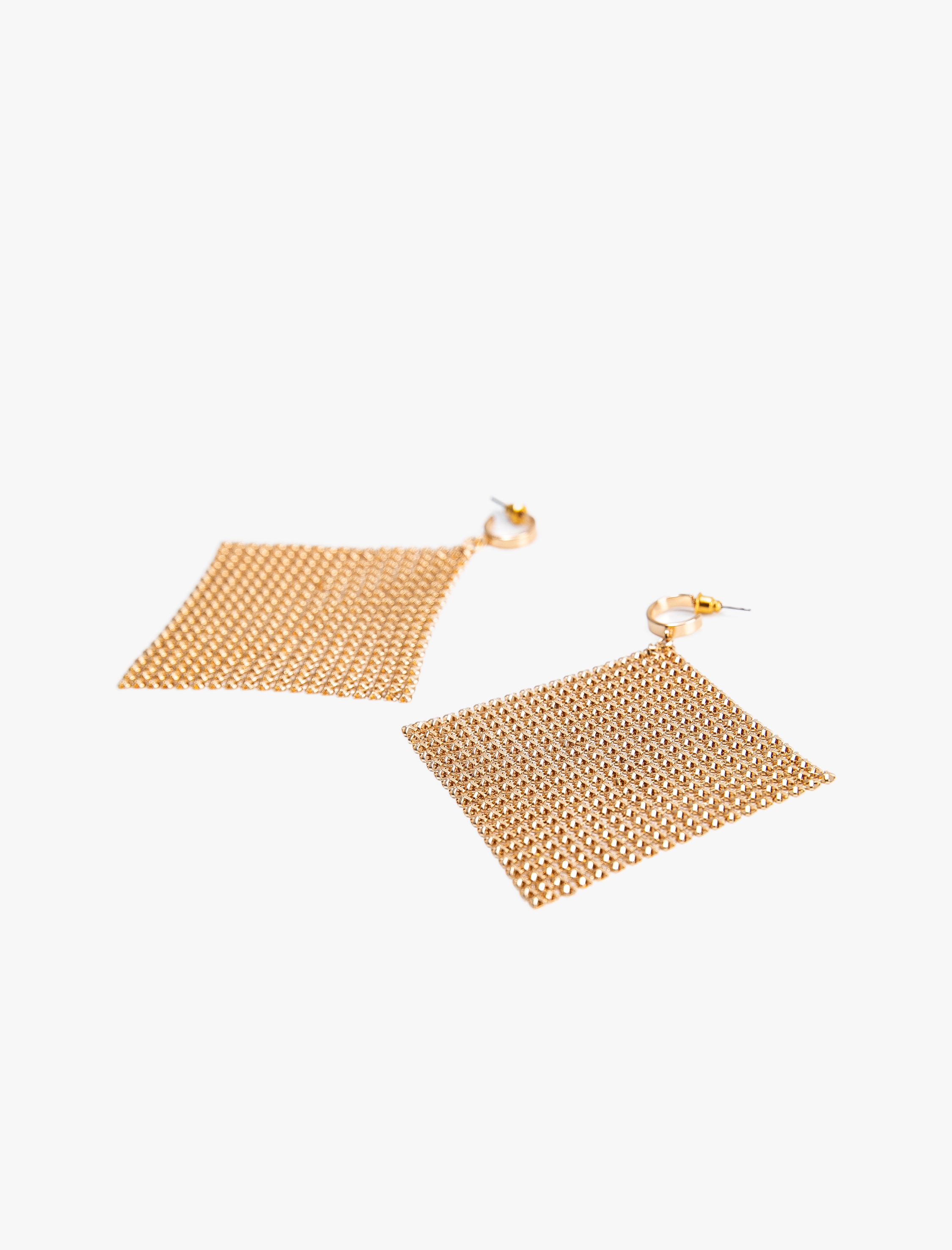 Kadın Metal Boncuklu Geniş Sallantılı Küpe