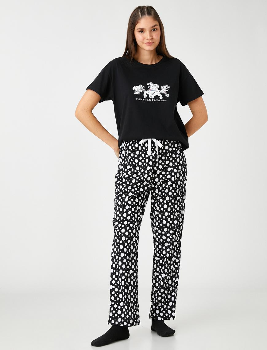   101 Dalmaçyalı Lisanslı Pijama Takımı Kısa Kollu Baskılı