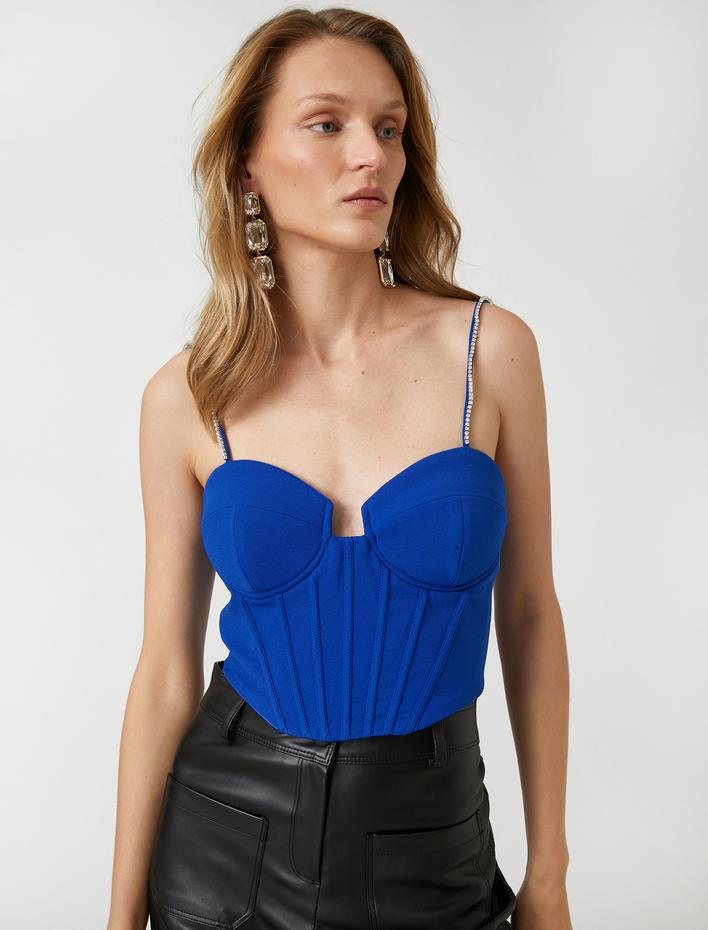  Korse Abiye Büstiyer Cuplı Taşlı Askılı