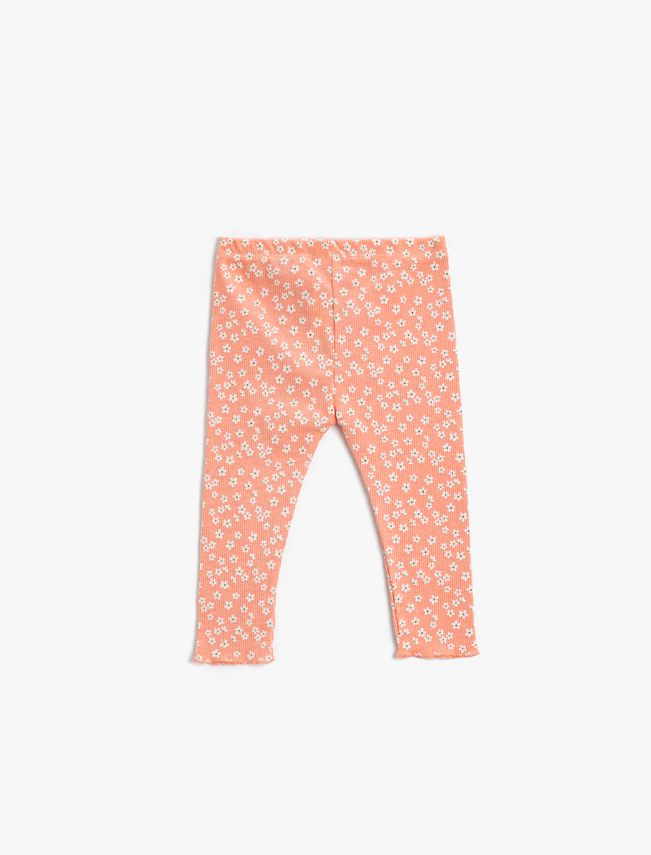  Kız Bebek Çiçekli Tayt Fiyonk Detaylı Beli Lastikli Ribanalı