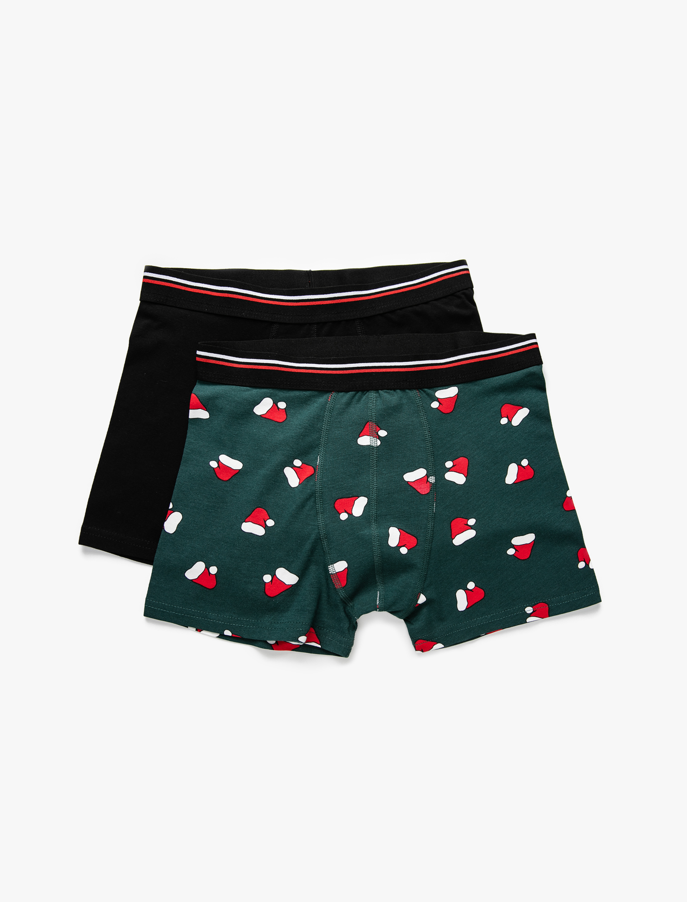  Basic 2'li Boxer Seti Yılbaşı Temalı Desenli Beli Lastikli