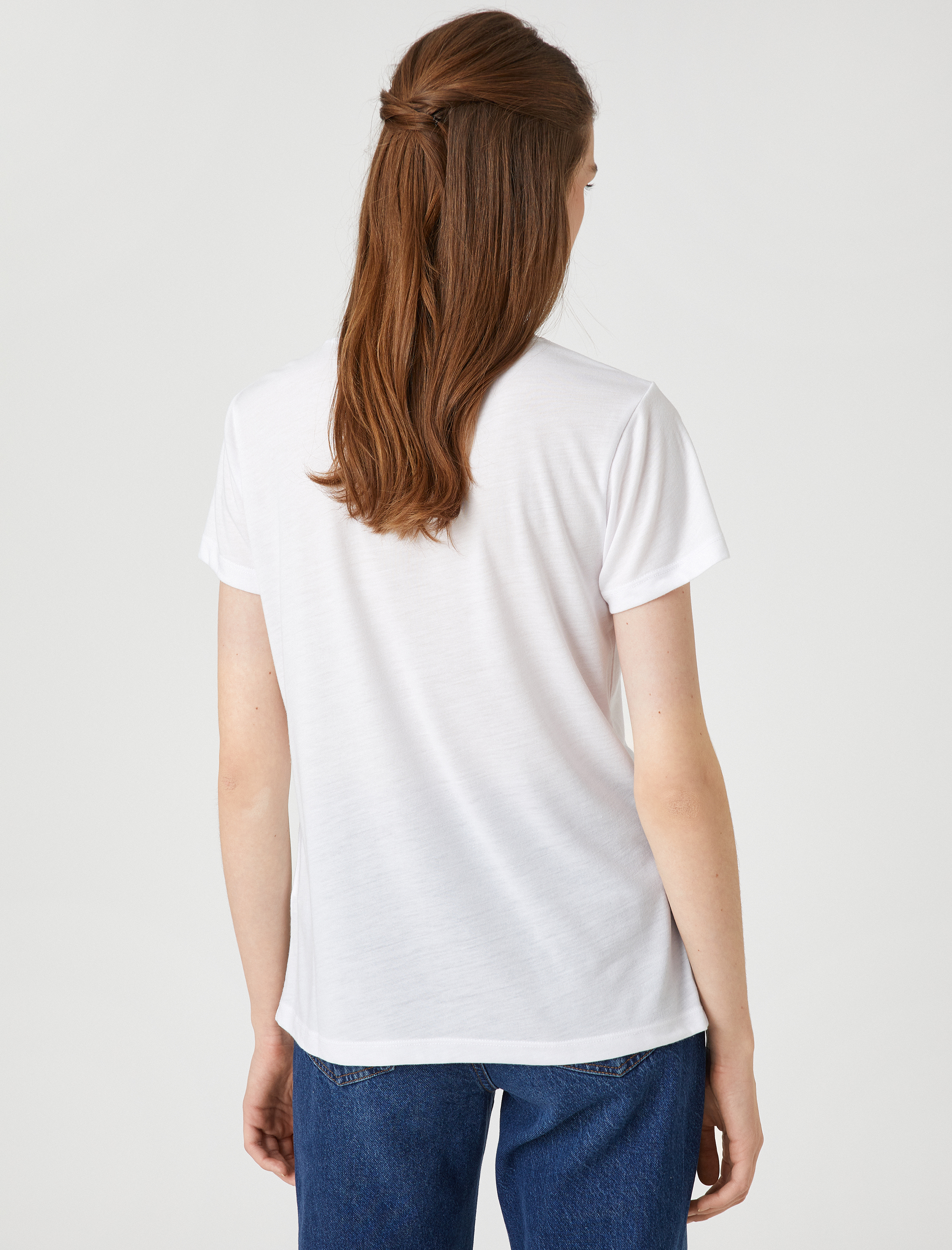   Baskılı Tişört Kısa Kollu Bisiklet Yaka