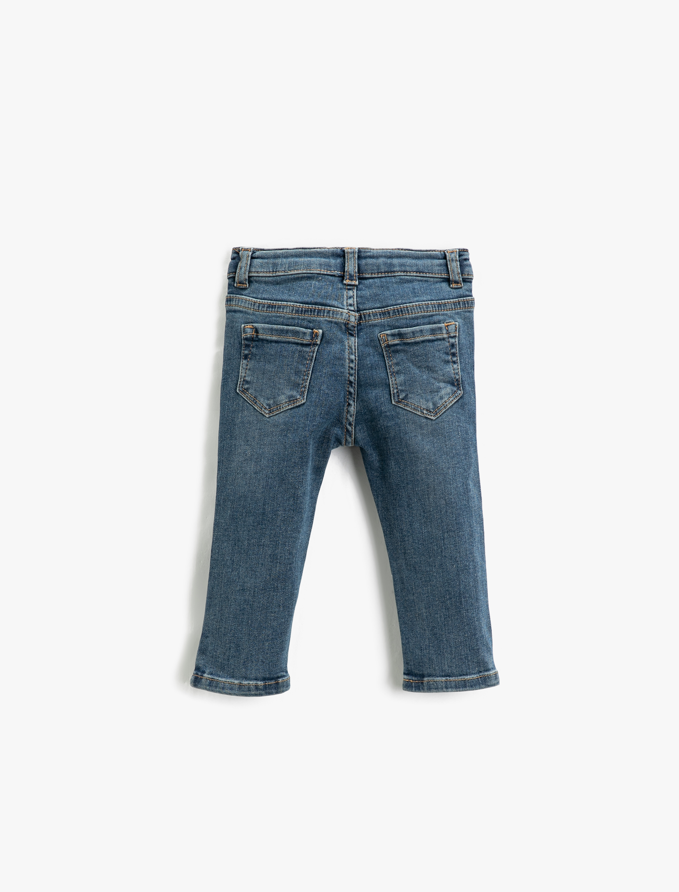 Erkek Bebek Slim Fit Kot Pantolon Rahat Kesim Cepli Beli Ayarlanabilir Lastikli