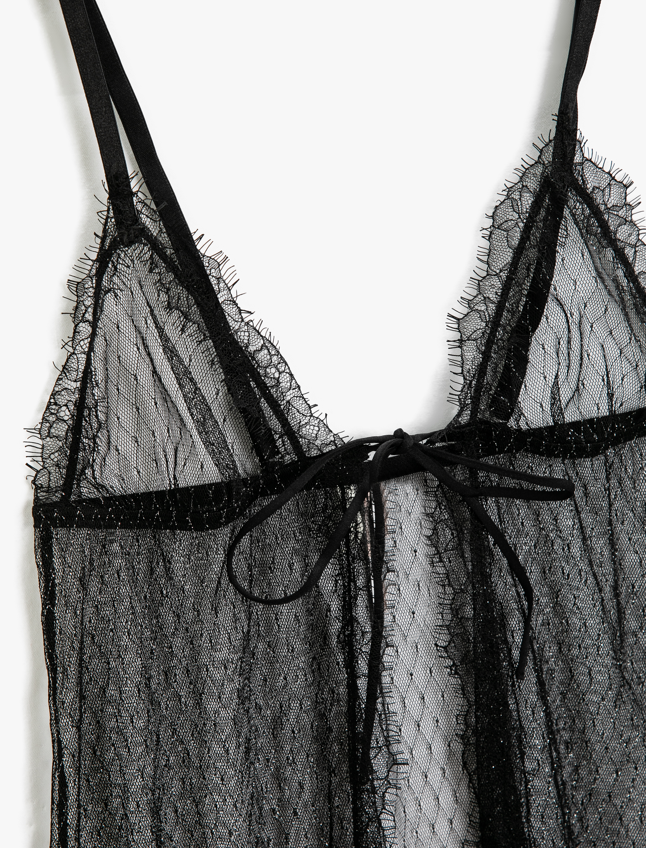 Babydoll Dantelli Işıltılı İnce Askılı