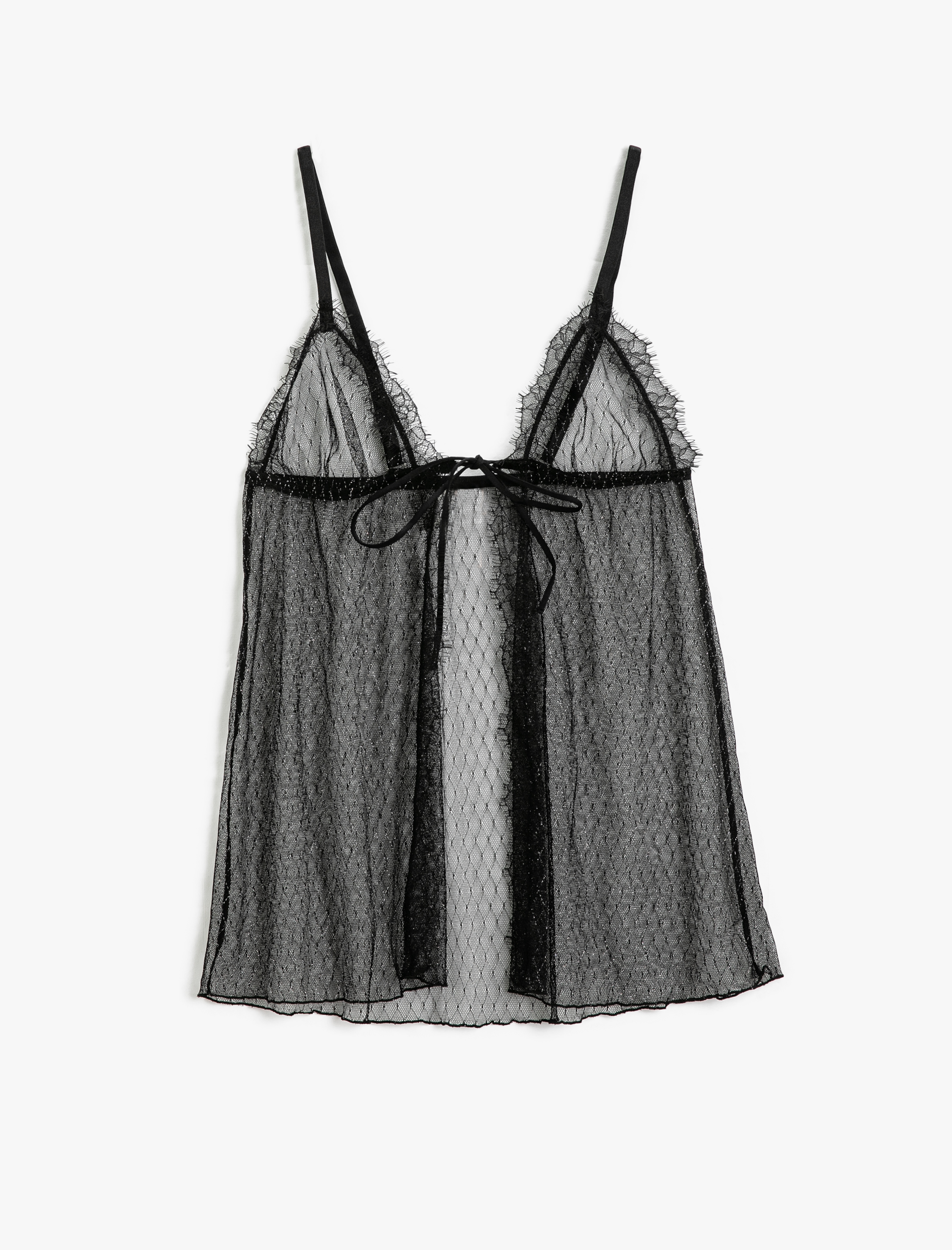 Babydoll Dantelli Işıltılı İnce Askılı