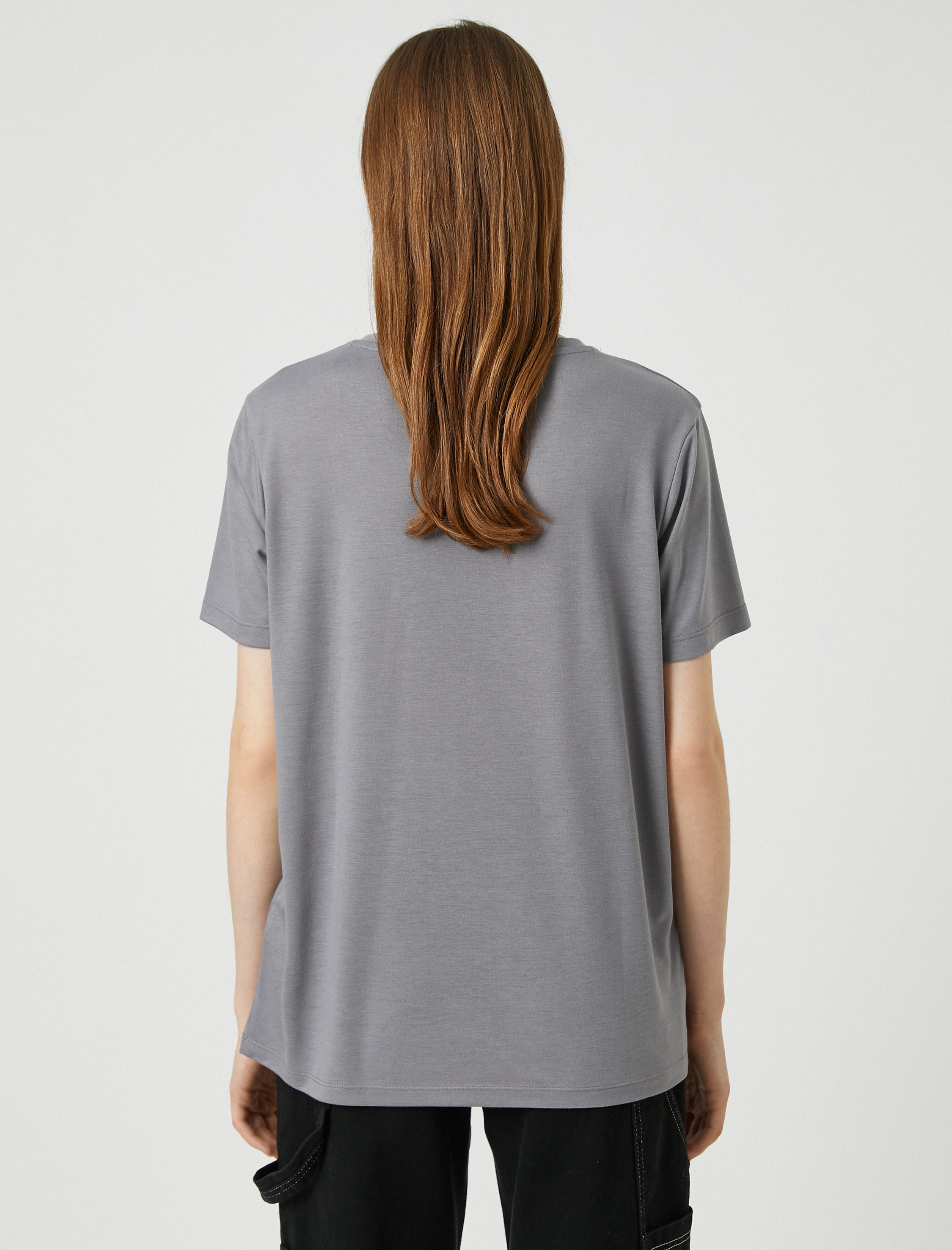   Baskılı Simli Tişört Kısa Kollu Relax Fit