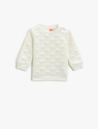 Kalpli Kapitone Sweatshirt Uzun Kollu Bisiklet Yaka
