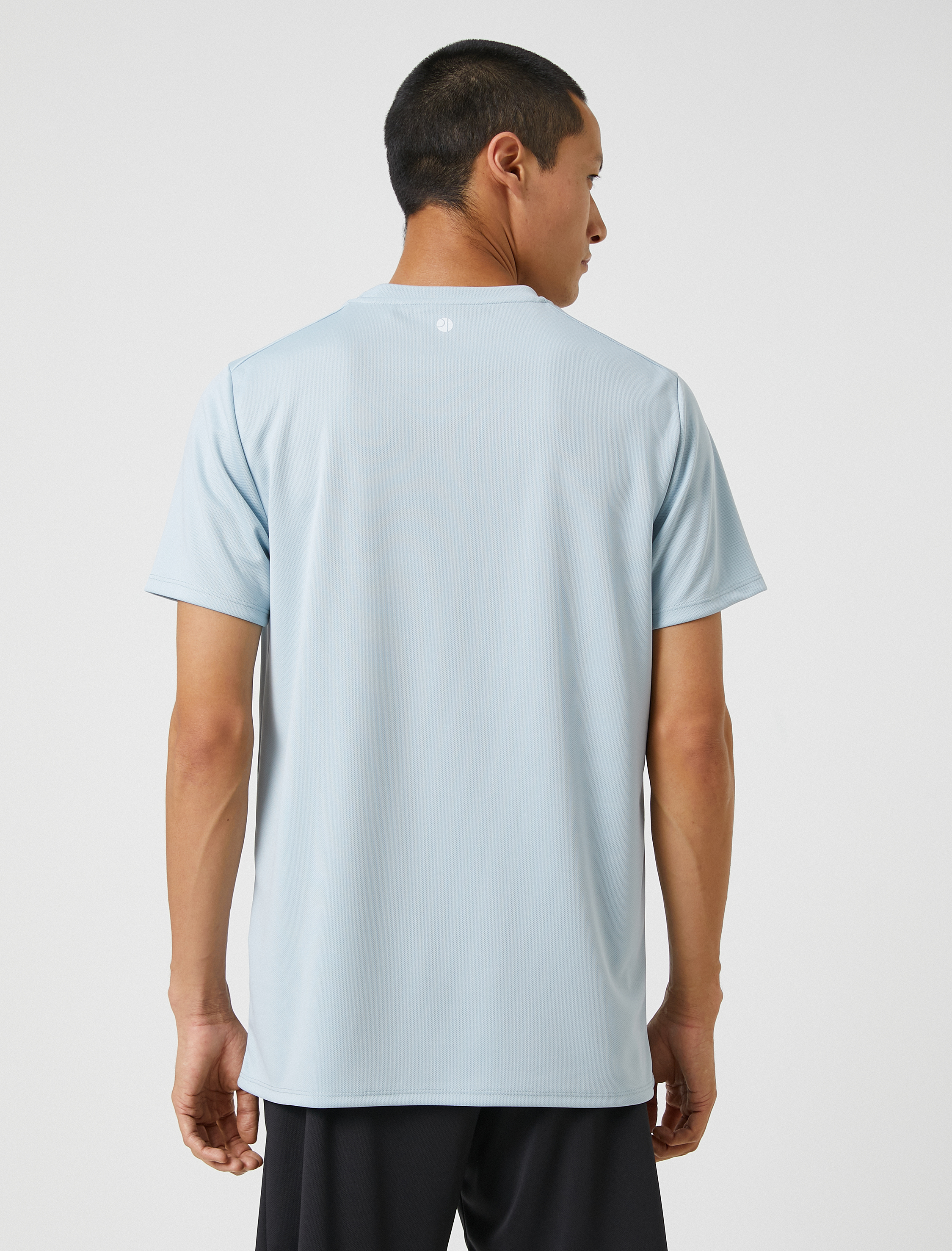 Spor Tişört Şerit Baskılı Bisiklet Yaka Nefes Alan Kumaş