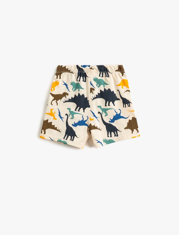 Erkek Bebek Dinozor Baskılı Şort Beli Lastikli