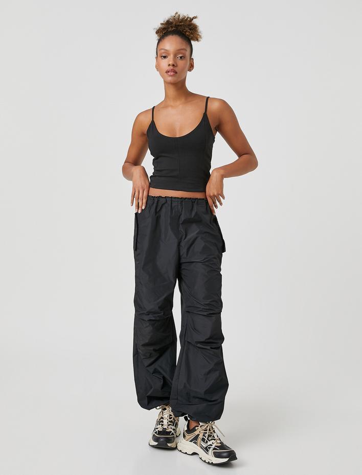  Crop Atlet İnce Askılı U Yaka Nervürlü