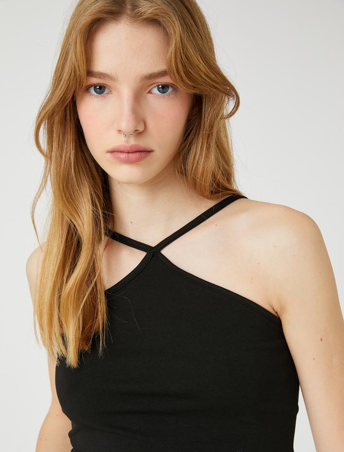  Crop Atlet Halter Yaka Biye Detaylı