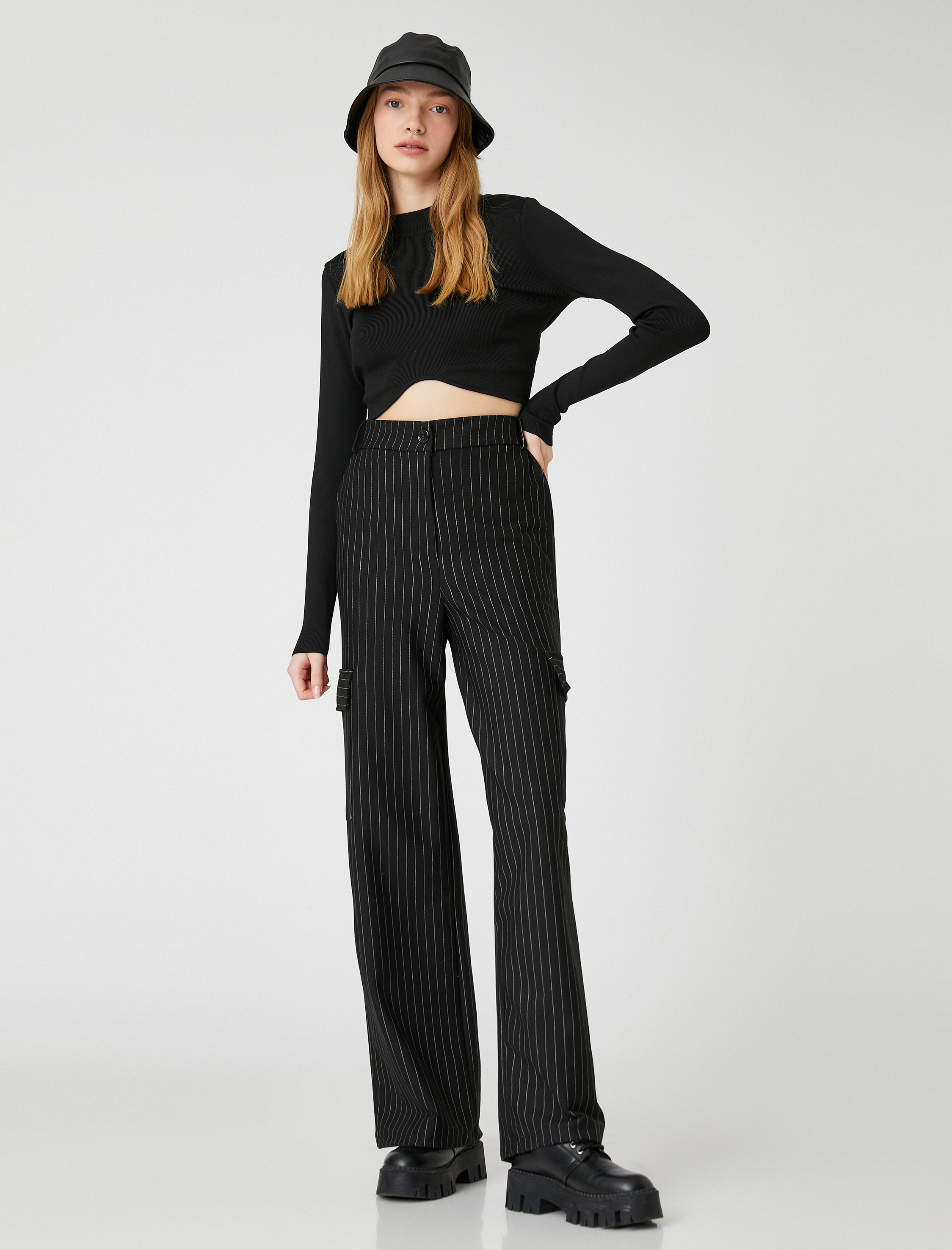   Kargo Pantolon Kumaş Cep Detaylı Düz Paça