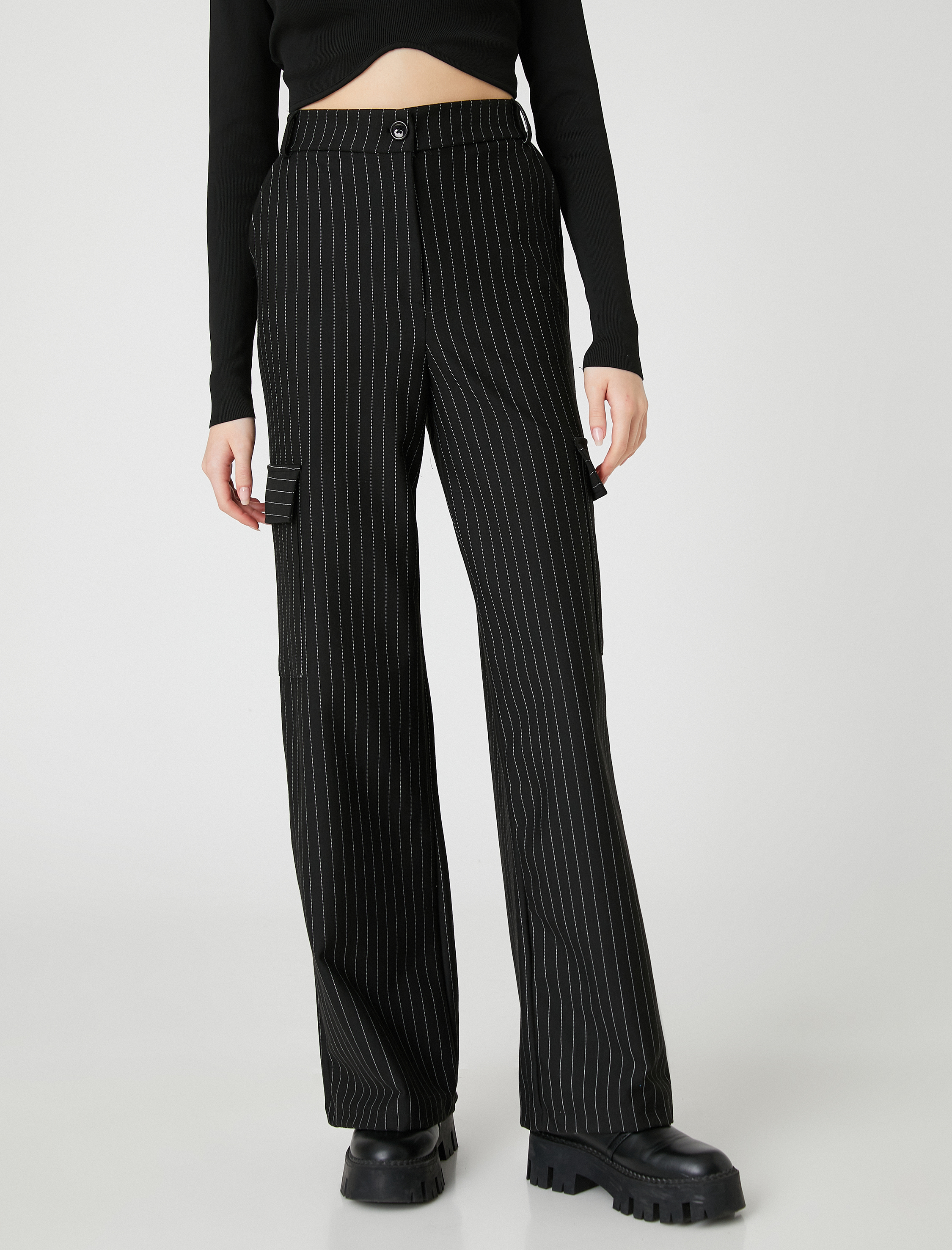   Kargo Pantolon Kumaş Cep Detaylı Düz Paça