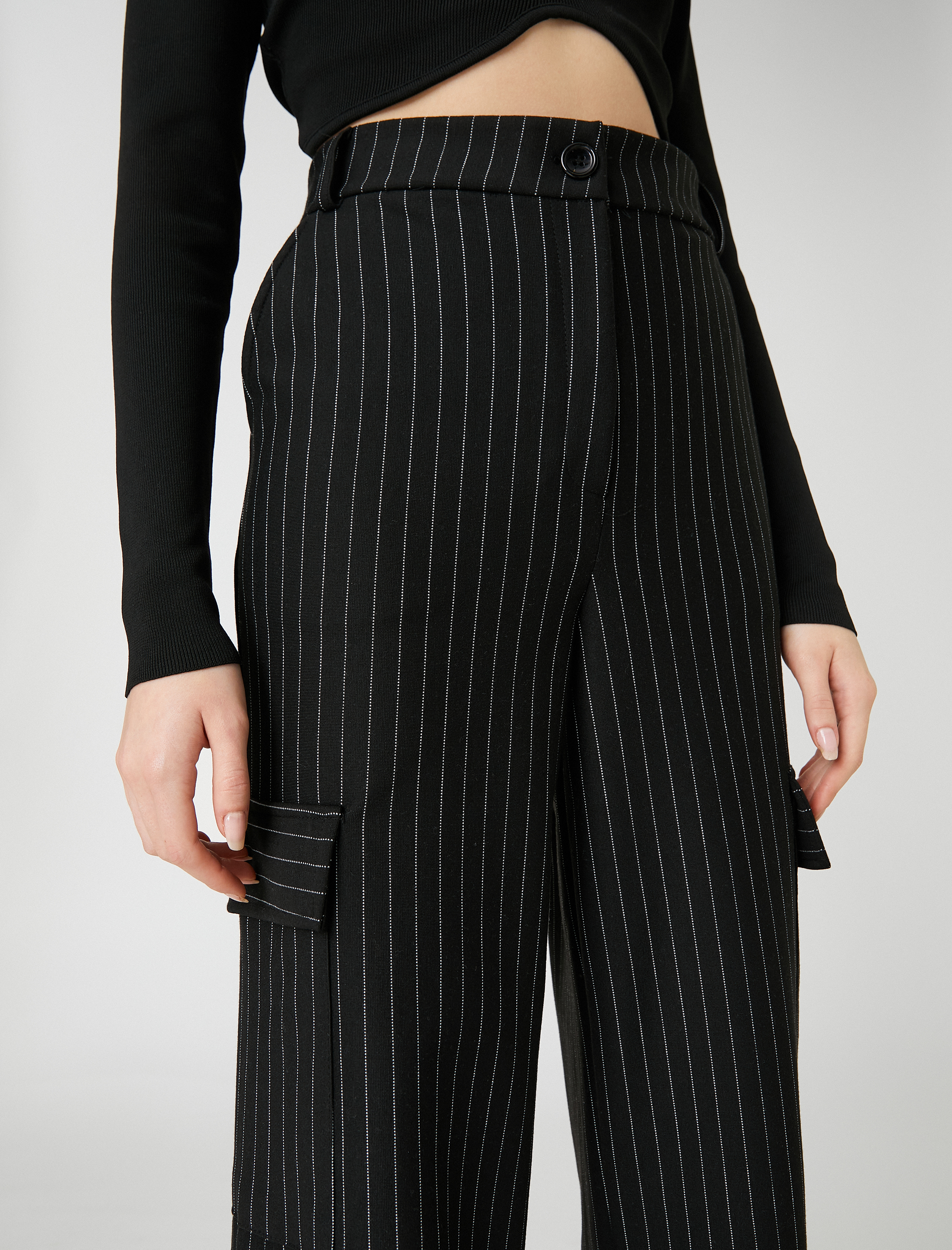   Kargo Pantolon Kumaş Cep Detaylı Düz Paça