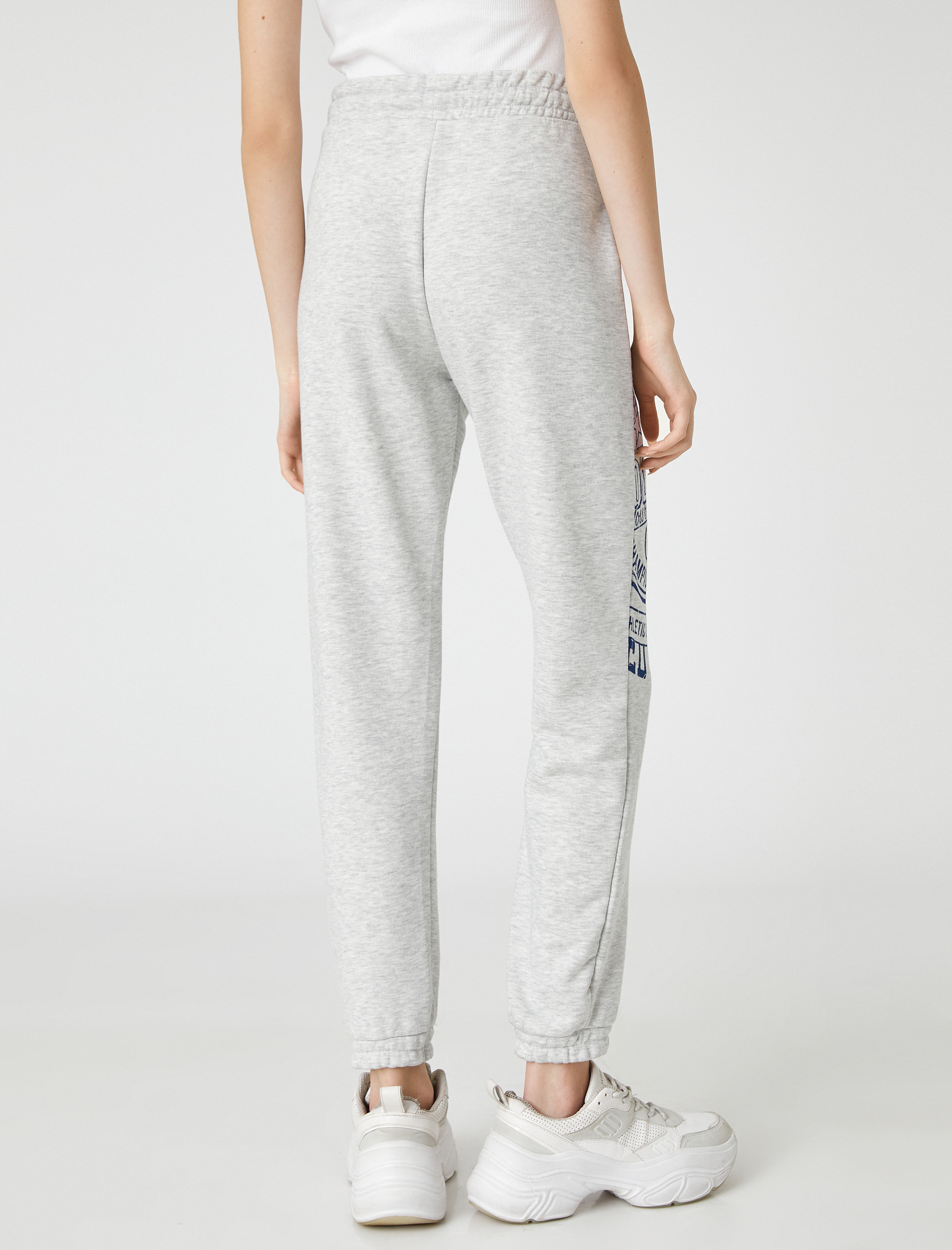   Şardonlu Jogger Eşofman Altı Kolej Baskılı Beli Bağcıklı