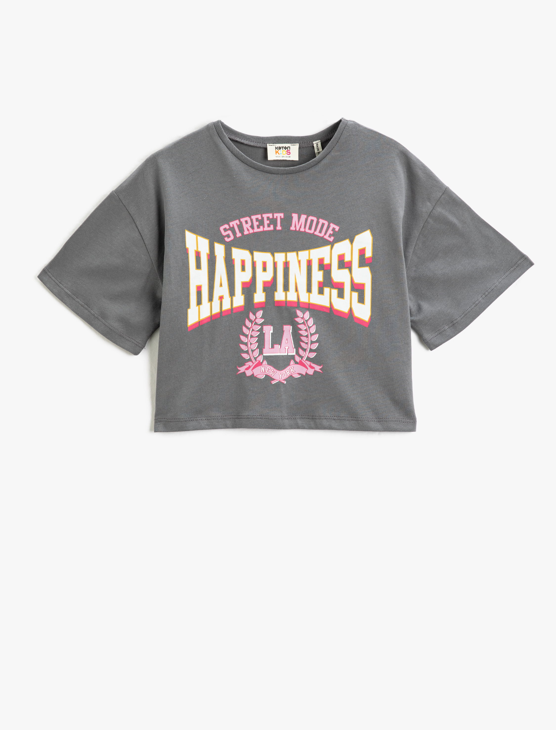  Kız Çocuk Oversize Tişört Baskılı Kısa Kollu Bisiklet Yaka