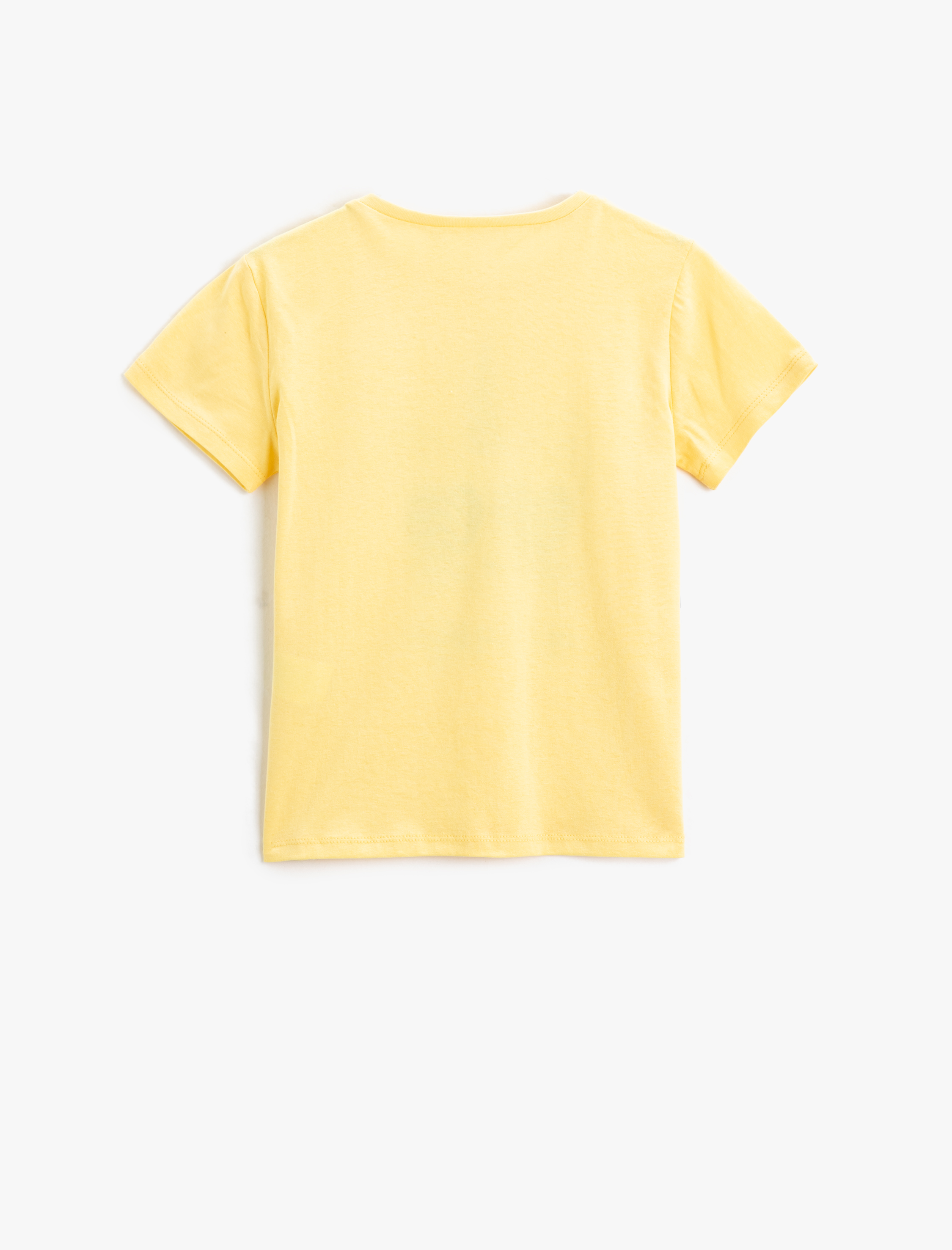  Kız Çocuk Kedi Baskılı Kısa Kollu Tişört Bisiklet Yaka