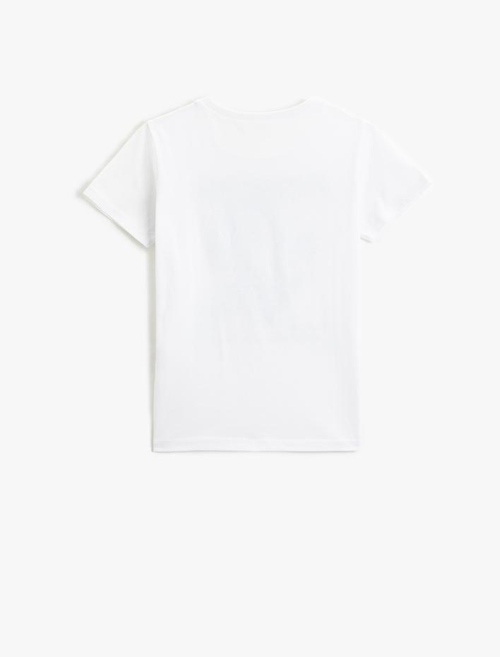 Erkek Çocuk Dinozor Baskılı Kısa Kollu Tişört Yuvarlak Yaka