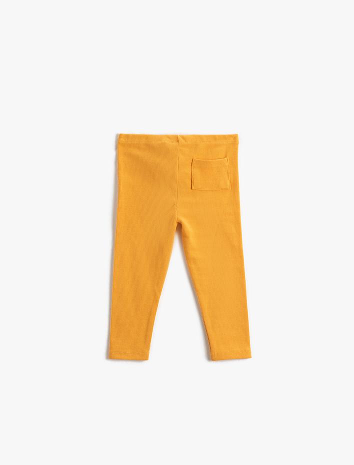 Kız Bebek Fitilli Basic Tayt Etiket Detaylı Beli Lastikli