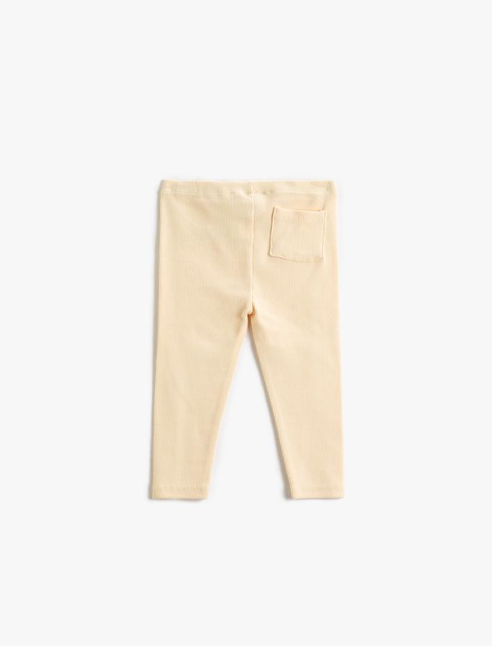 Kız Bebek Fitilli Basic Tayt Etiket Detaylı Beli Lastikli