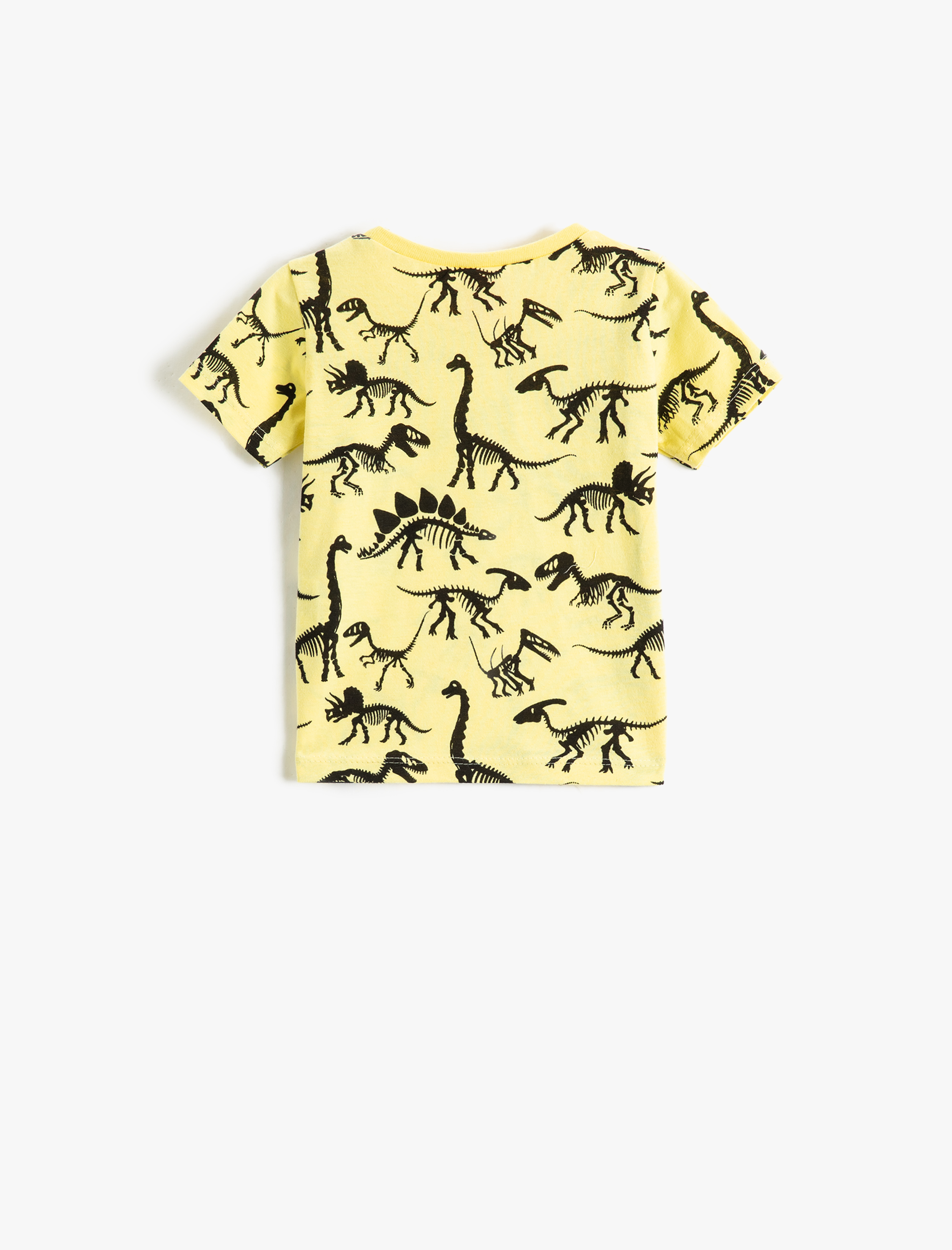  Erkek Bebek Kısa Kollu Bisiklet Yaka Tişört Dinozor Baskılı