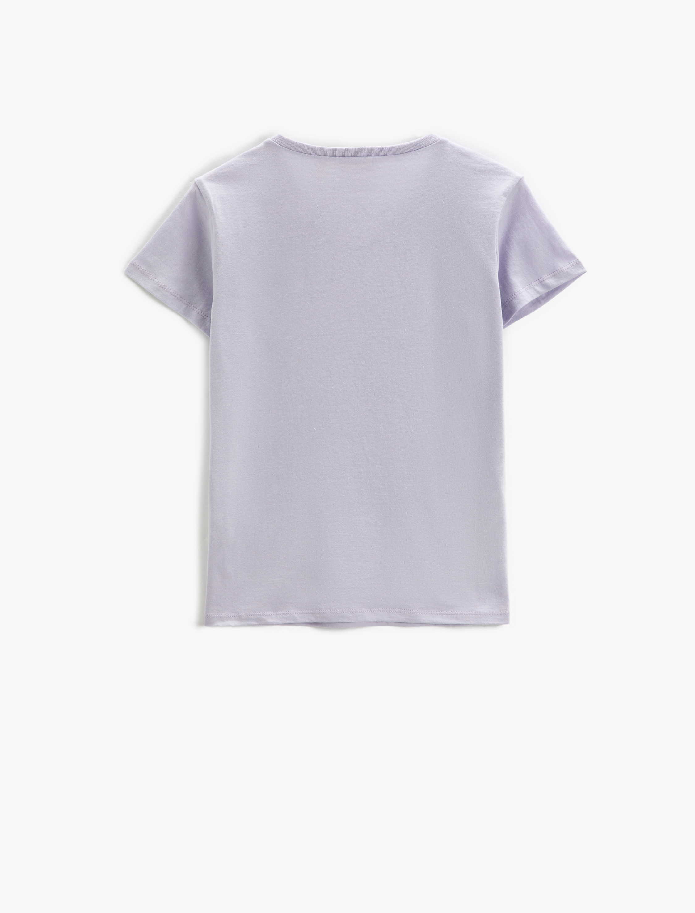  Kız Çocuk Pul-Payet İşlemeli Kısa Kollu Tişört Yuvarlak Yaka